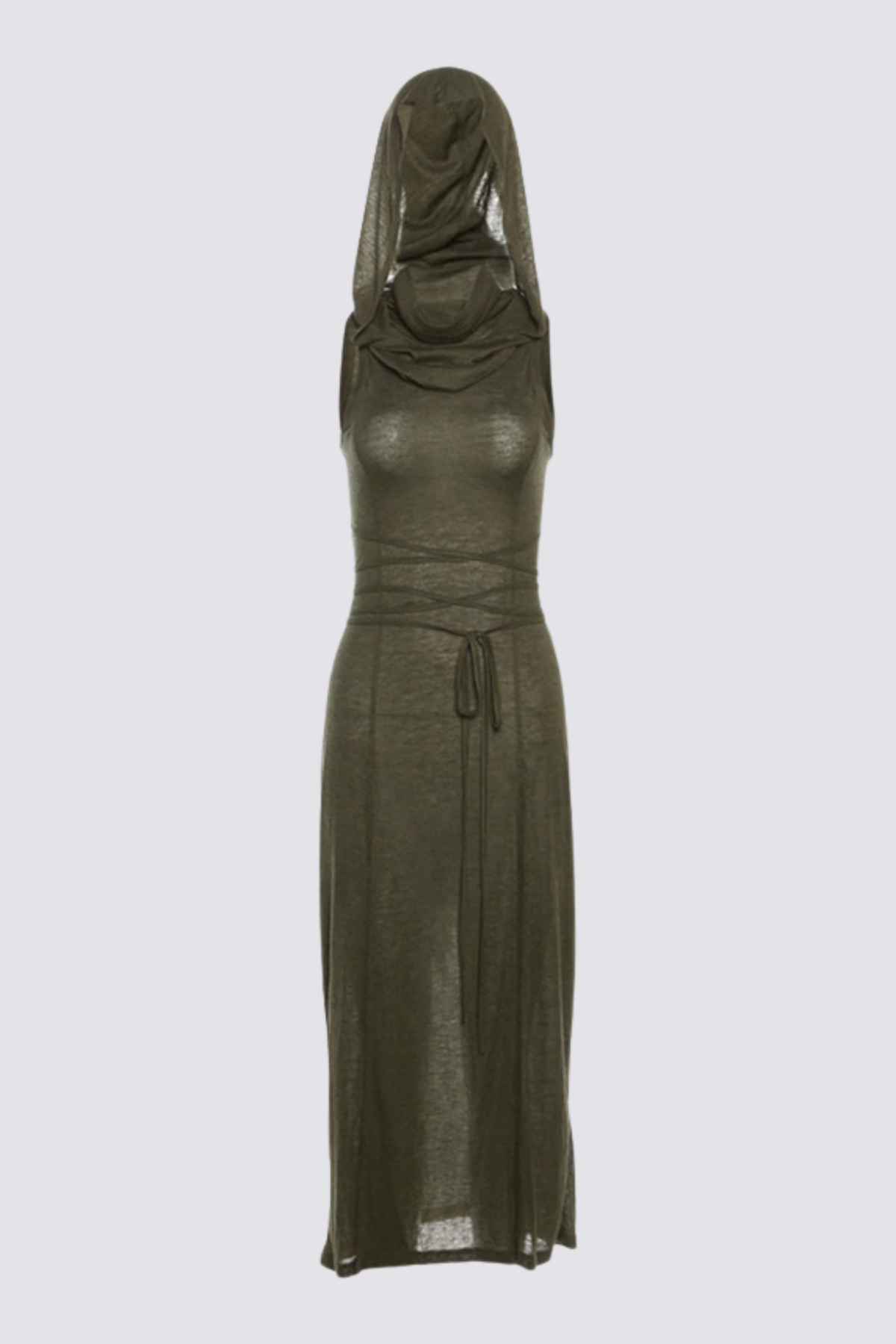 Twin Mark Sleeveless Hooded Split Maxi Dress