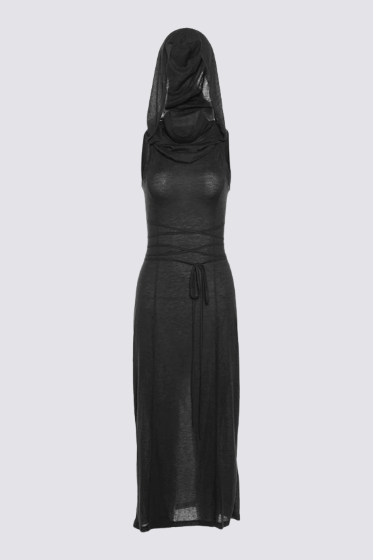 Twin Mark Sleeveless Hooded Split Maxi Dress