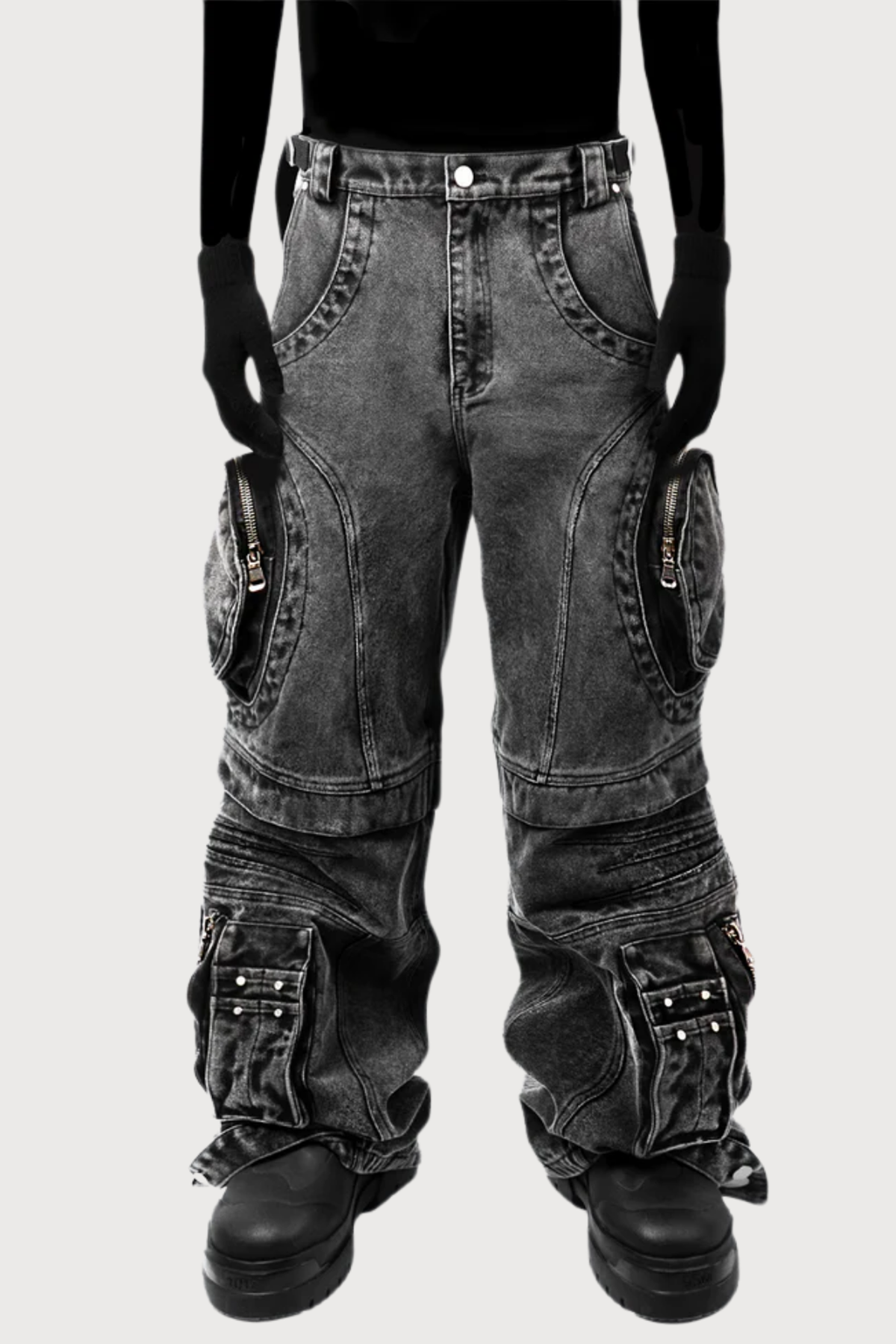 Acid Frame Straight Pocket Jeans