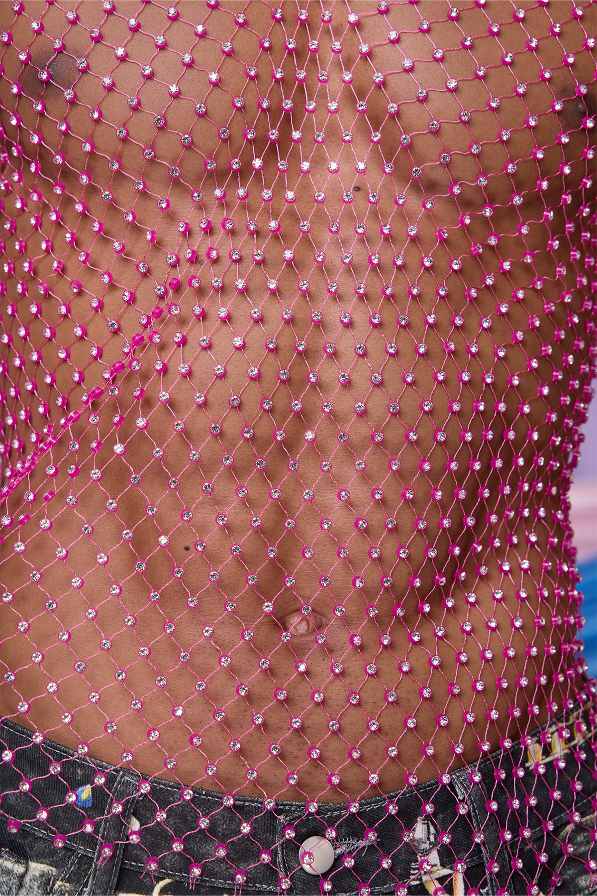 Acid Shine Rhinestone Cutout Tank Top