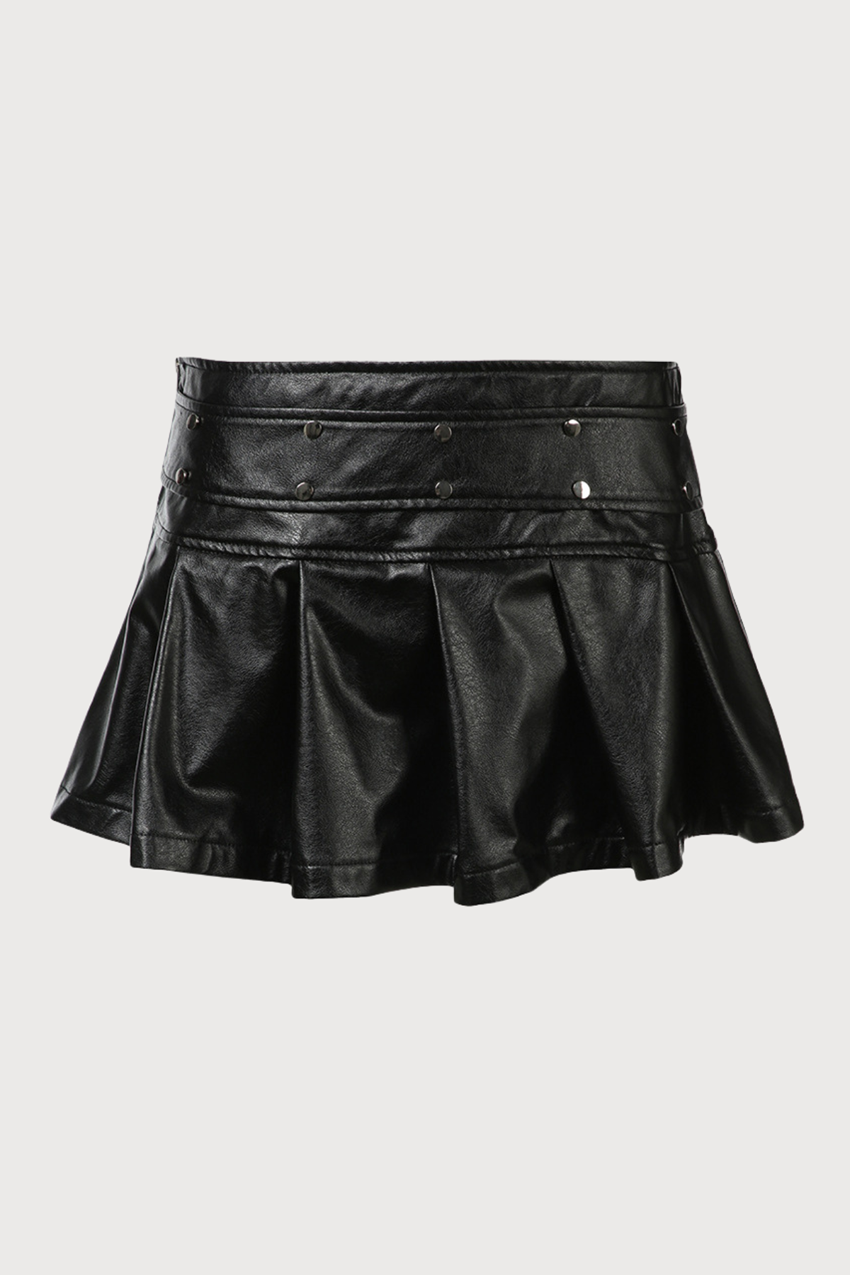 Acid Fang Leather Pleated Mini Skirt