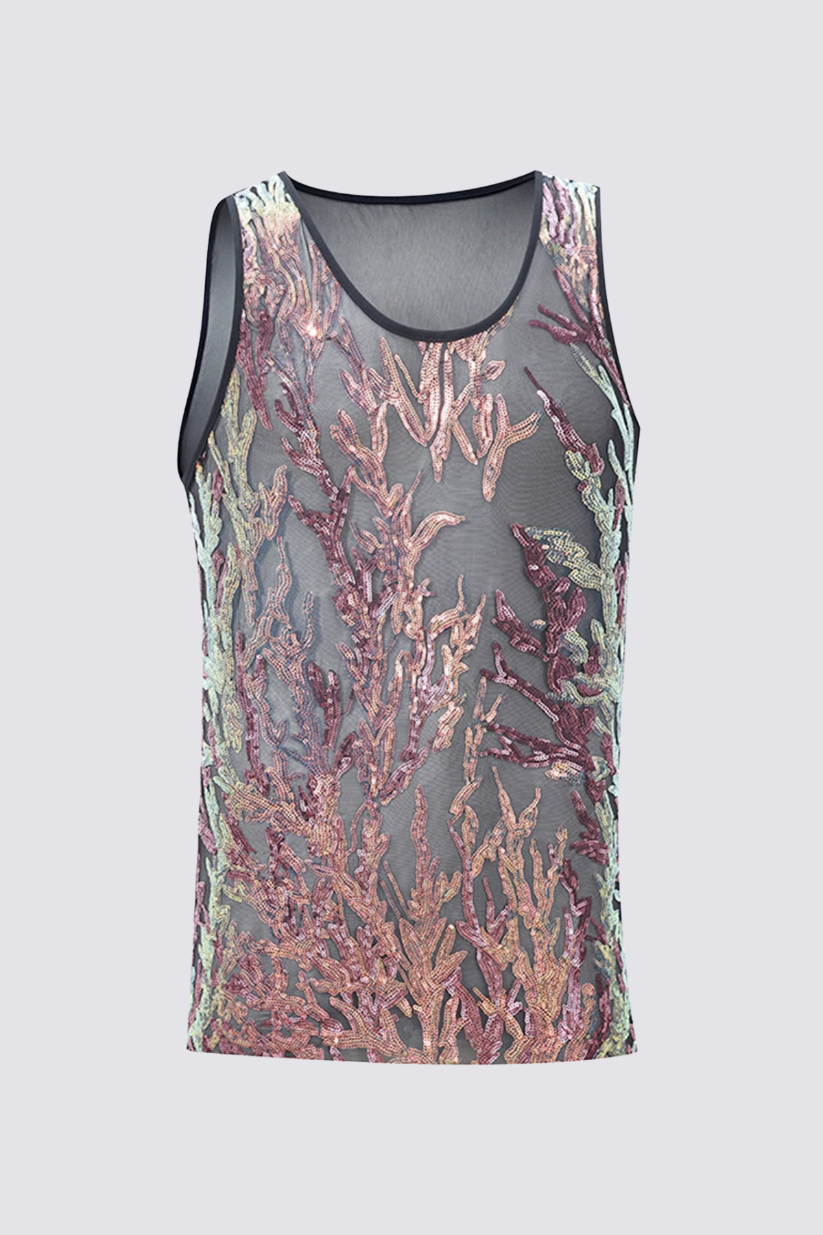 Aether Bond Mesh Sequin Tank Top Purple
