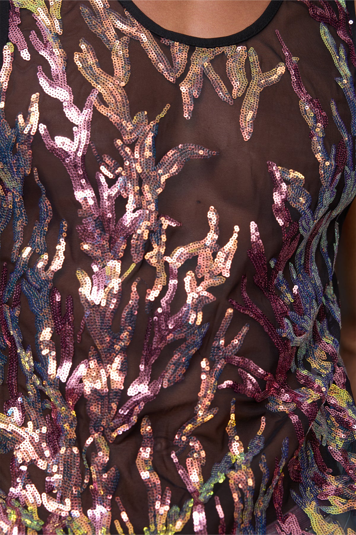 Aether Bond Mesh Sequin Tank Top Purple
