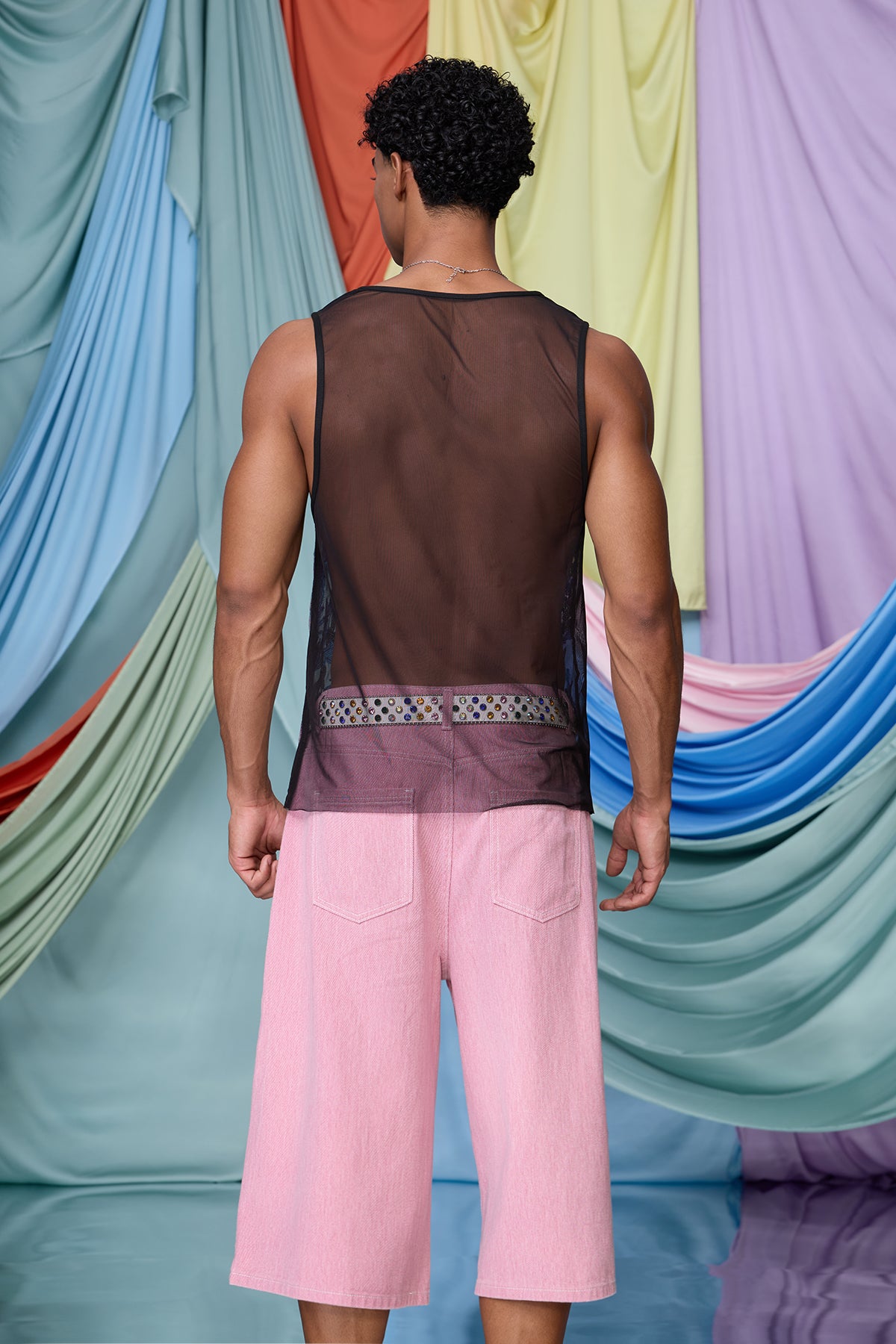 Aether Bond Mesh Sequin Tank Top Purple