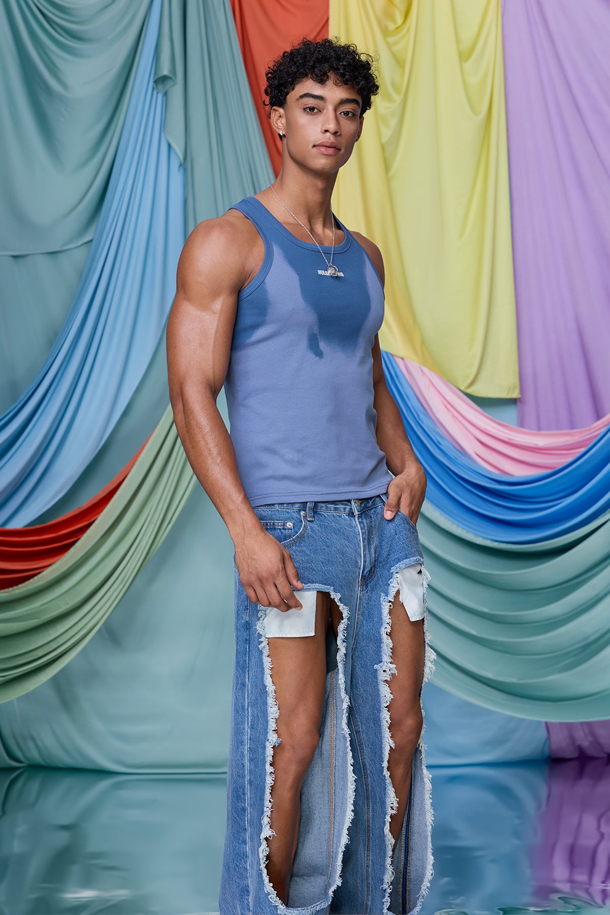Aether Nul Print Tank Top Blue