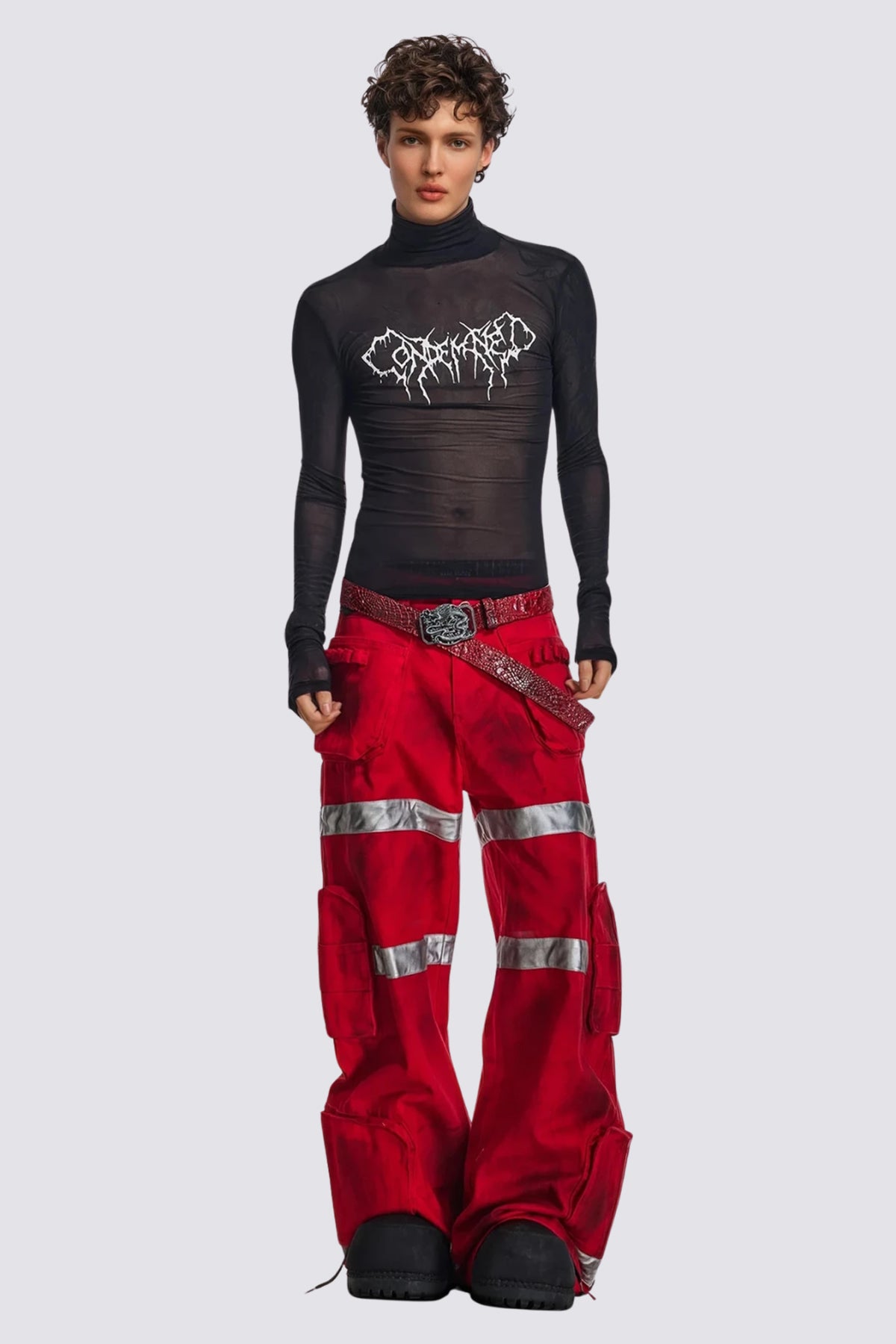 Air Glint High Neck Mesh Top Black