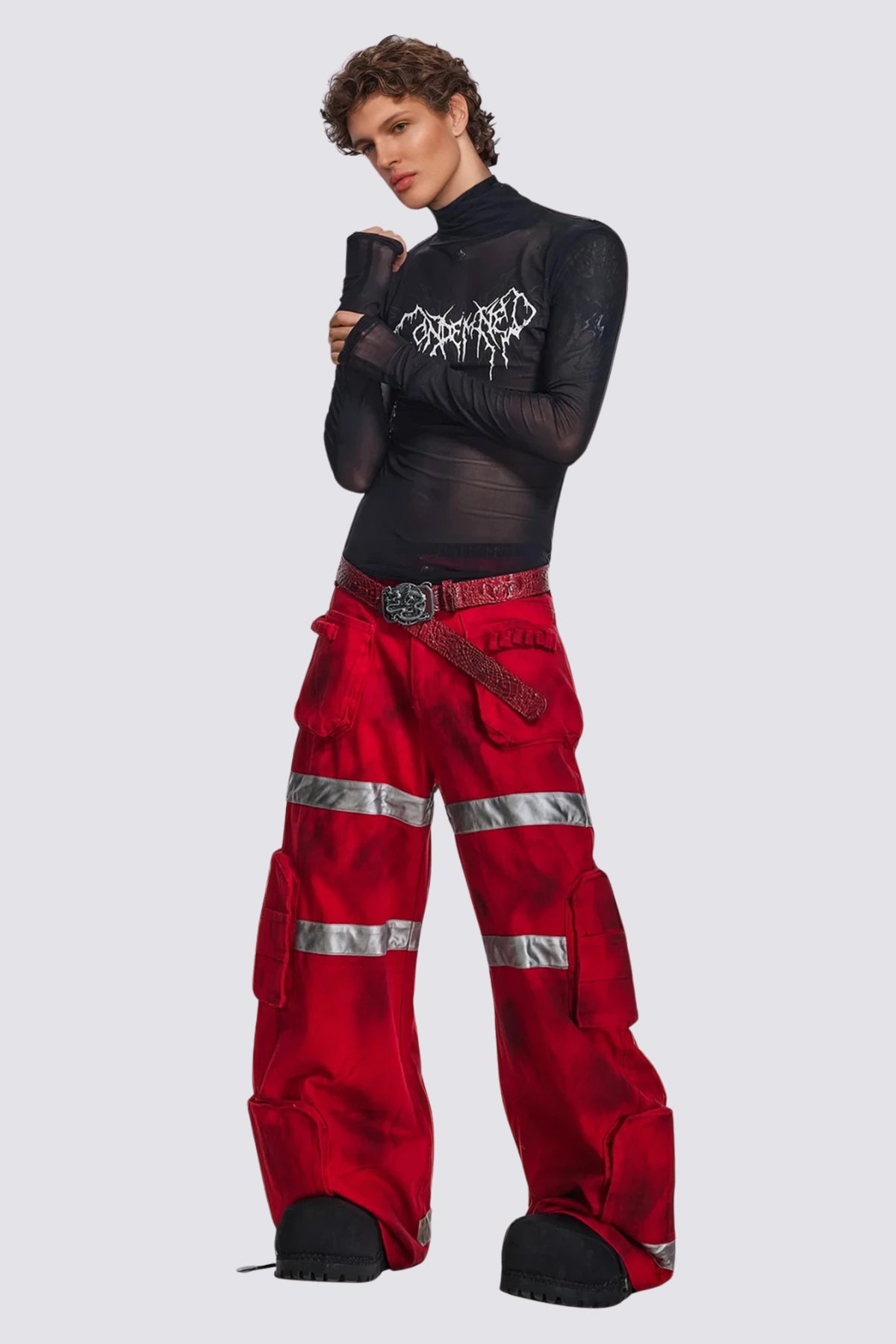 Air Glint High Neck Mesh Top Black