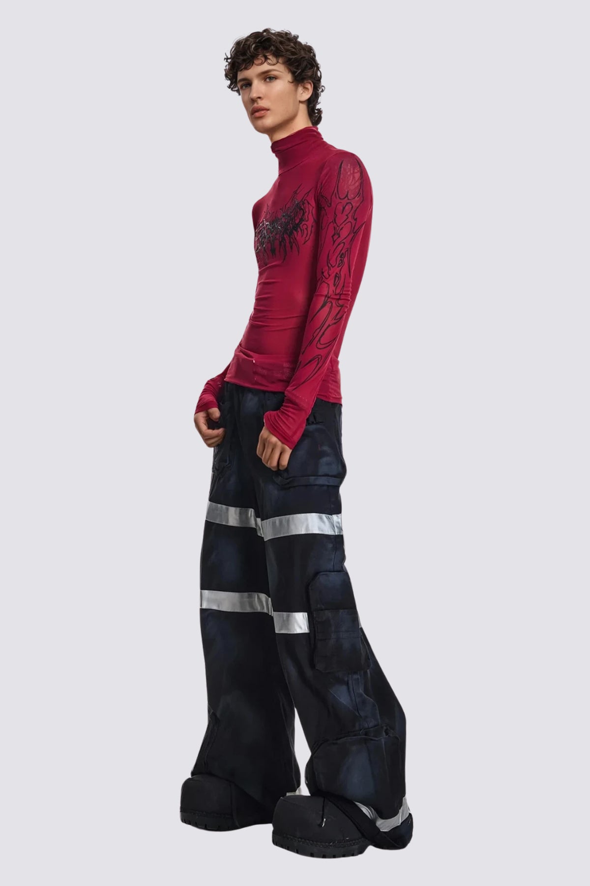 Air Glint High Neck Mesh Top Red