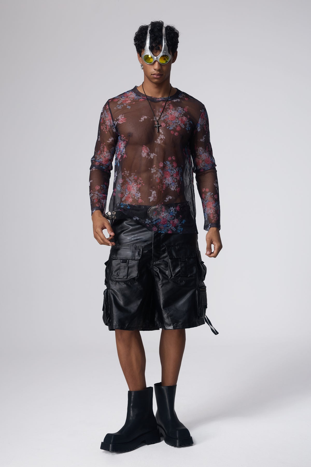 Air Trace Floral Mesh Top