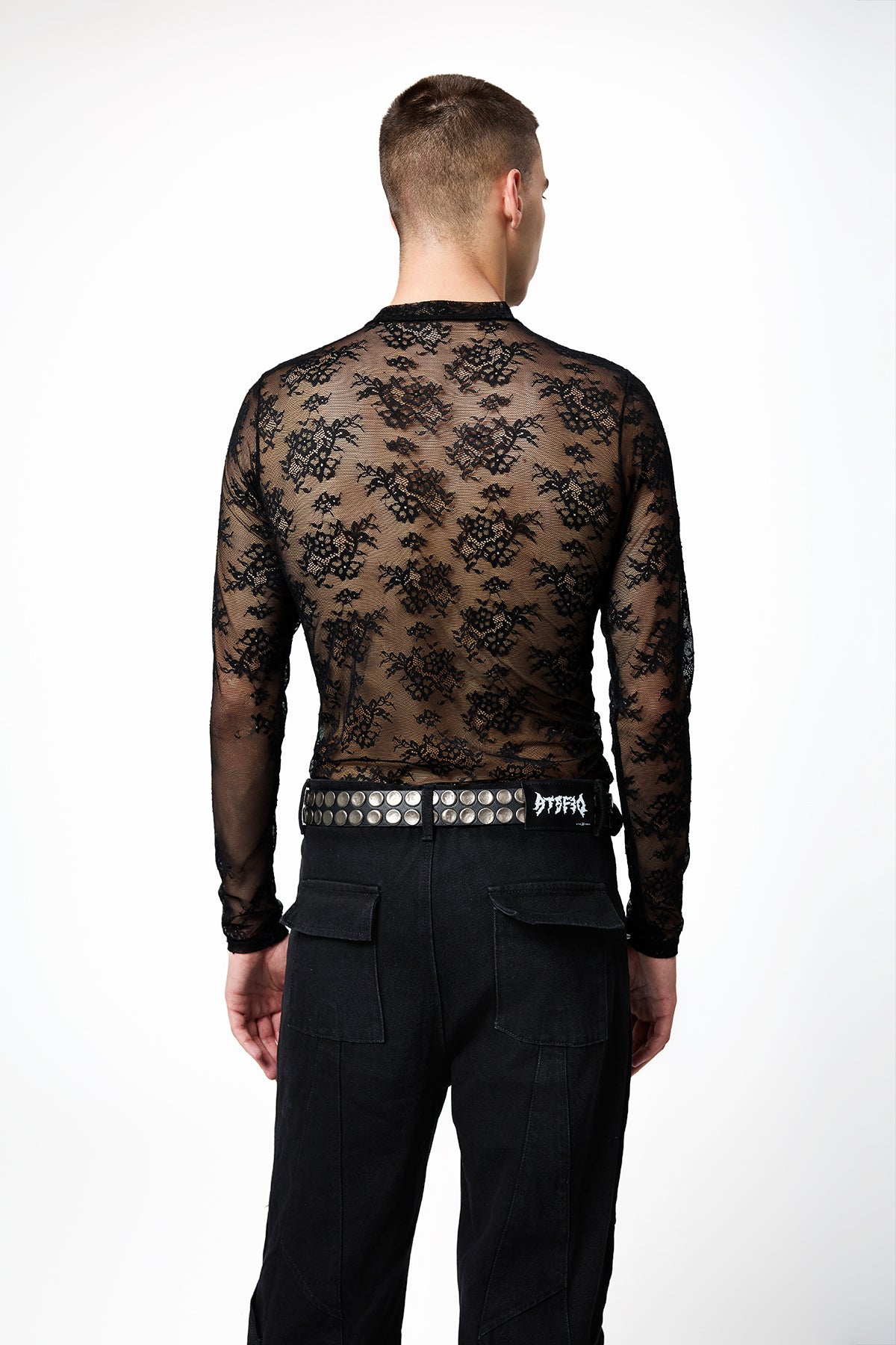 Airy Fabric Lace Up Mesh Top