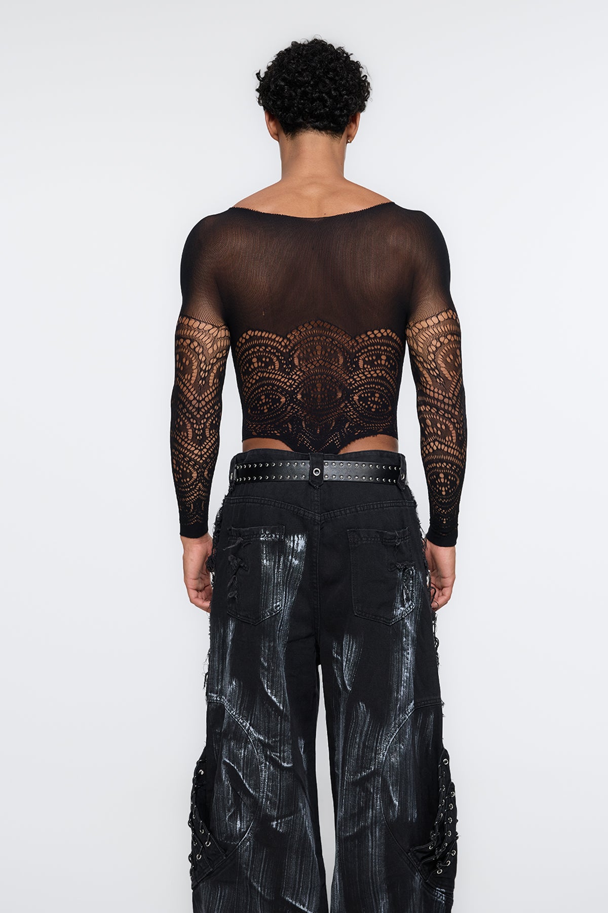Alloy Shape Cutout Mesh Bodysuit