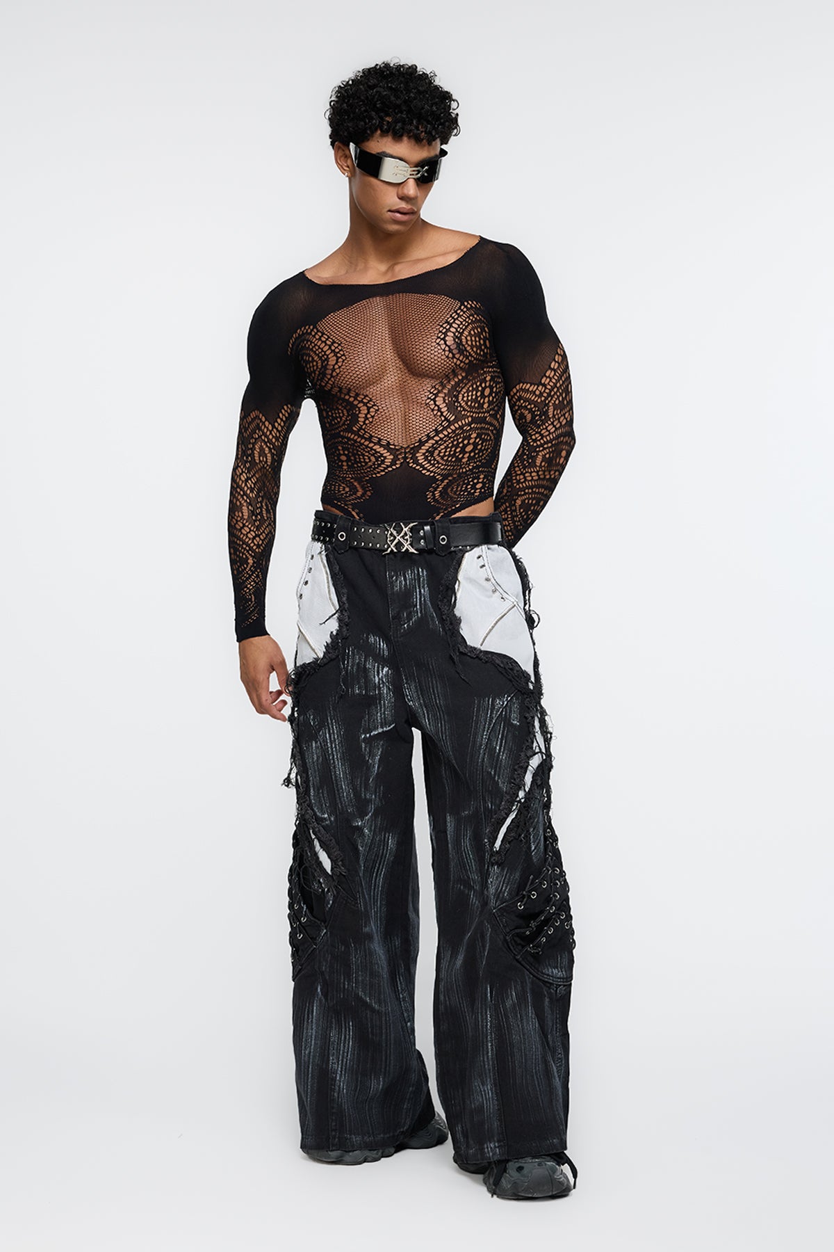 Alloy Shape Cutout Mesh Bodysuit