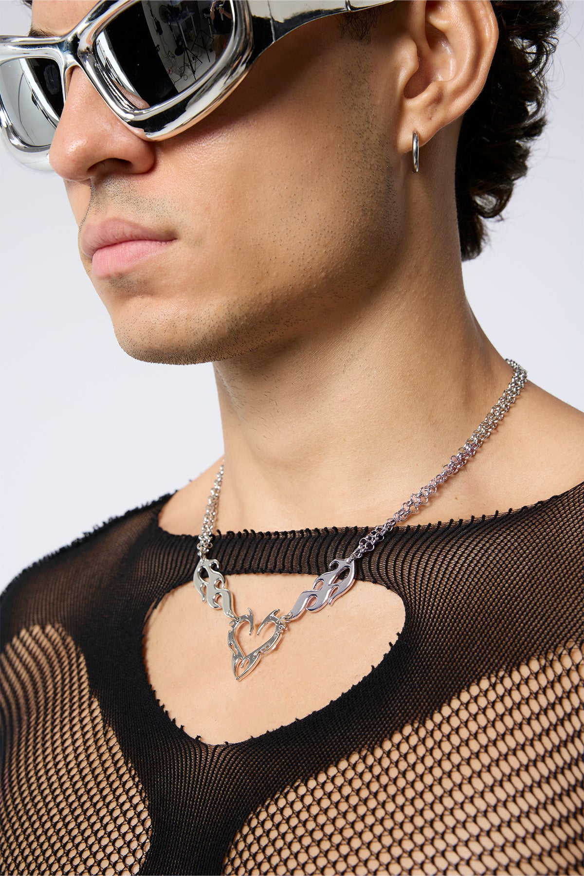 Alloy Shine Cutout Flame Necklace