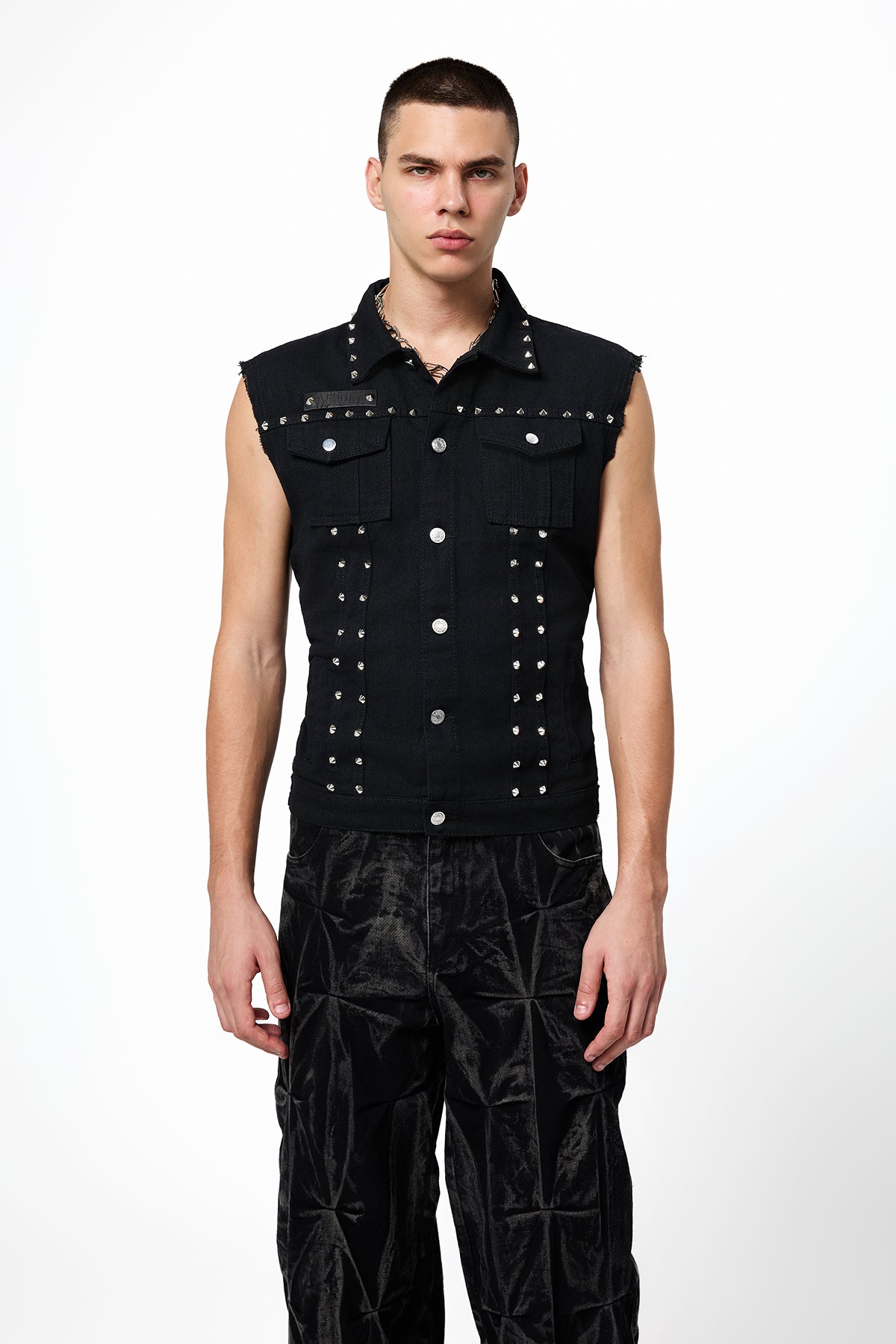 Anarchy Fit Denim Rivet Vest
