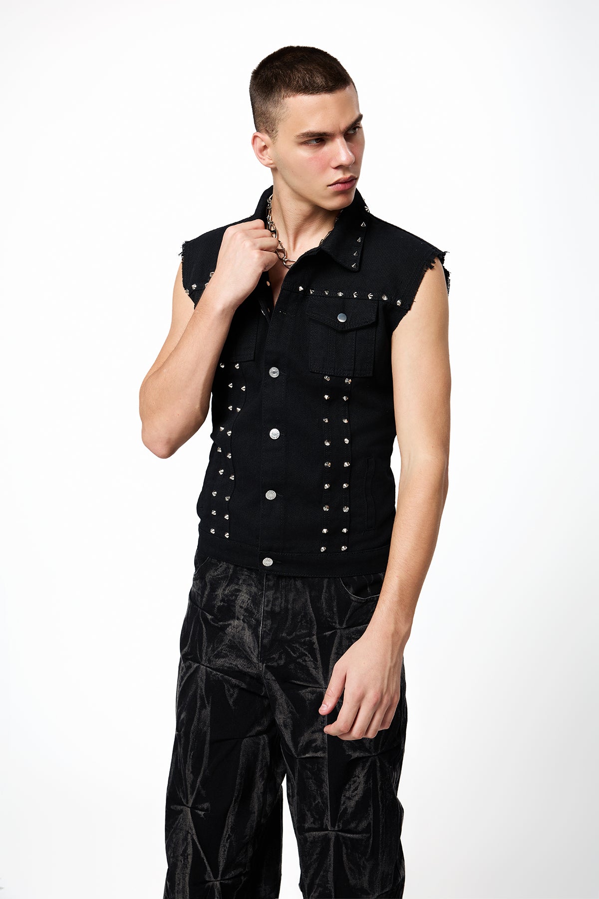 Anarchy Fit Denim Rivet Vest