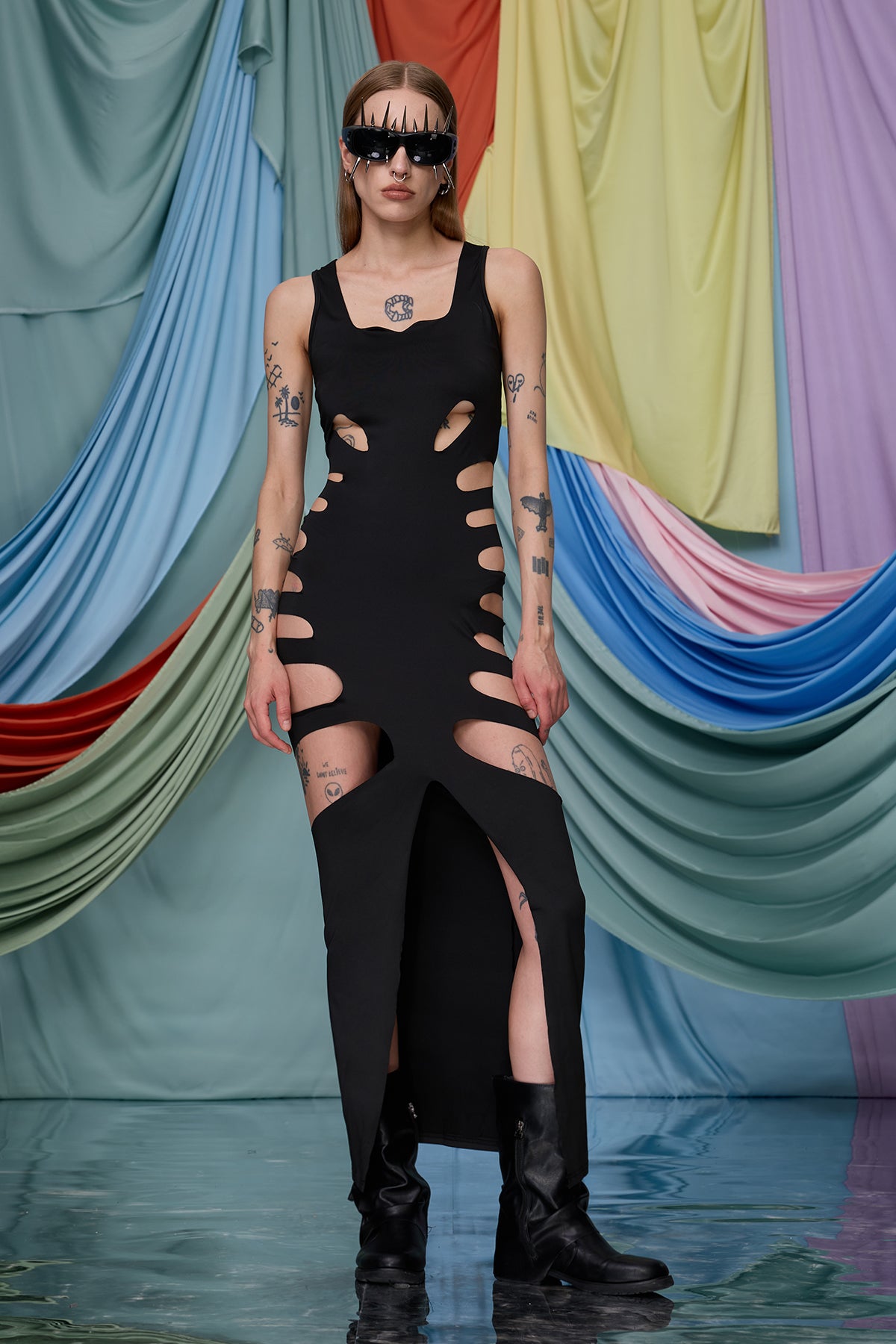 Ash Circuit Cutout Split Maxi Dress