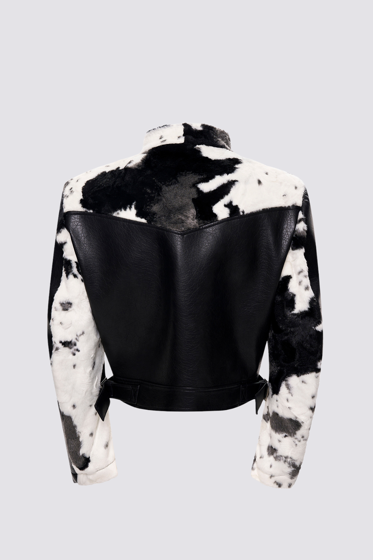 Ash Cloak Fur Leather Jacket Black