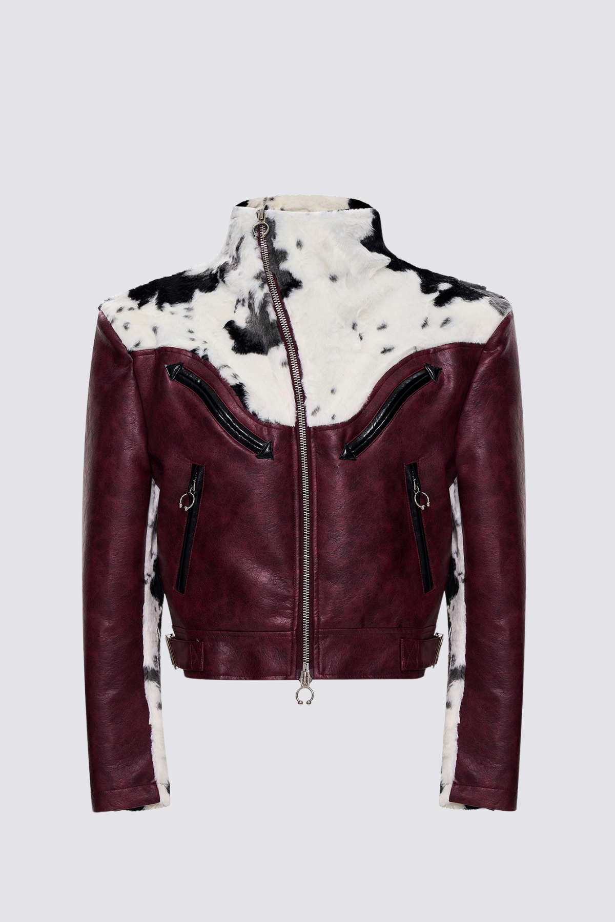 Ash Cloak Fur Leather Jacket Red