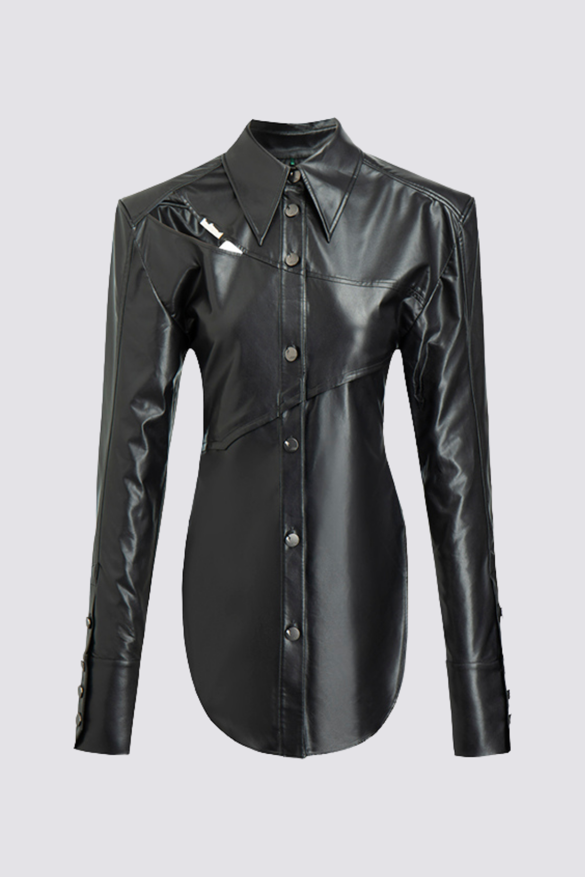Back Cut Leather Long Sleeve Shirt