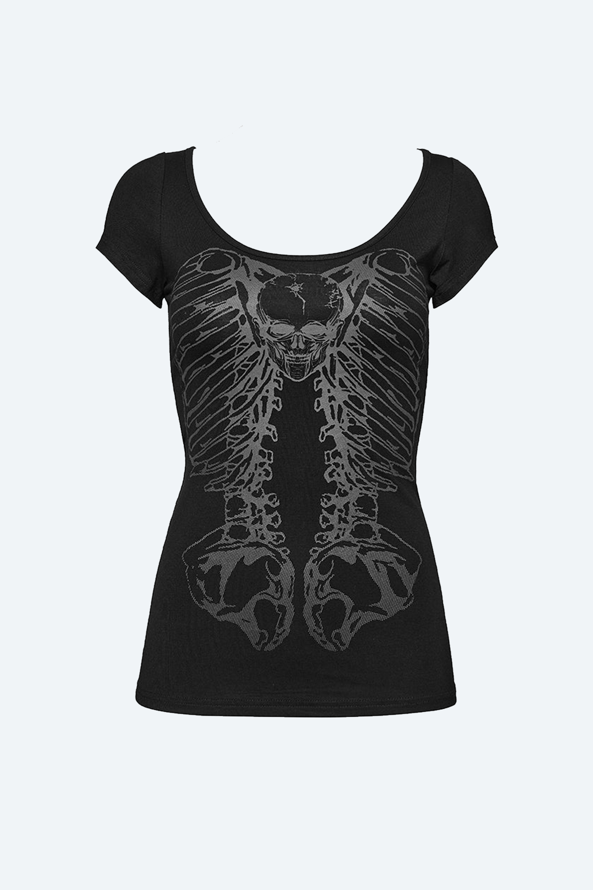 Back Slash Punk Cutout Print Top