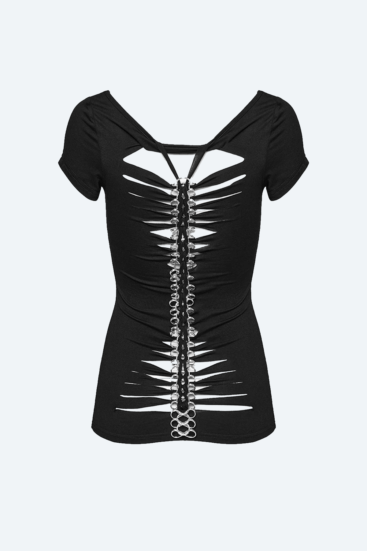 Back Slash Punk Cutout Print Top