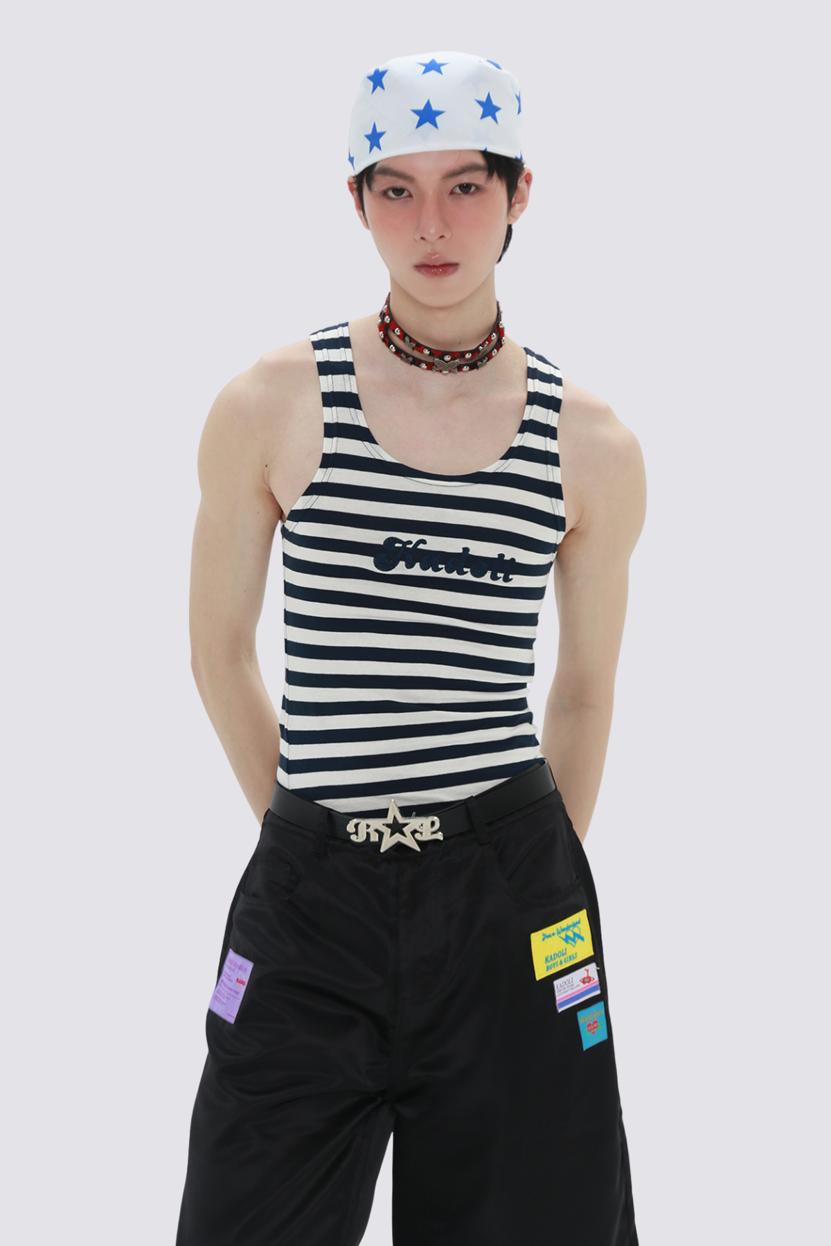 Bare Motion Stripe Sleeveless Top