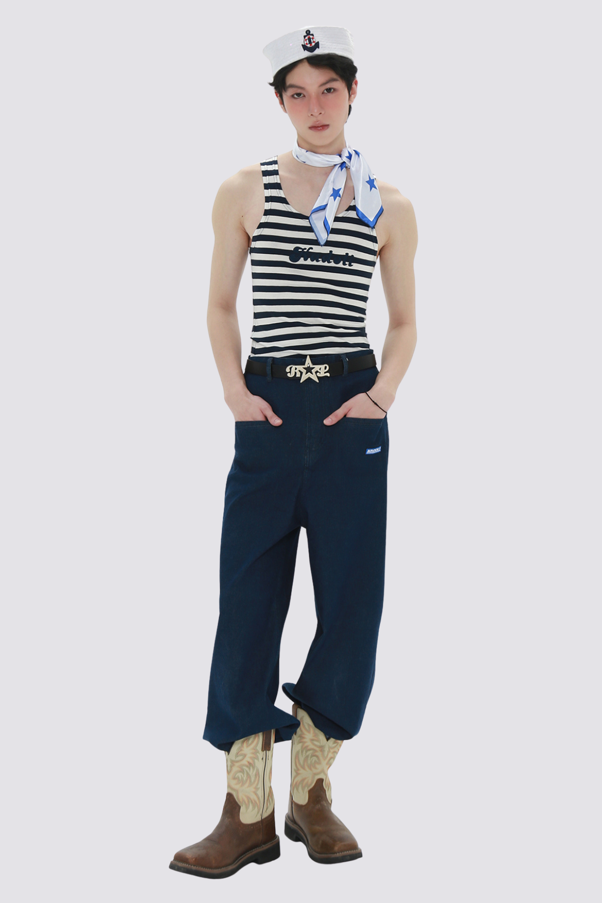 Bare Motion Stripe Sleeveless Top