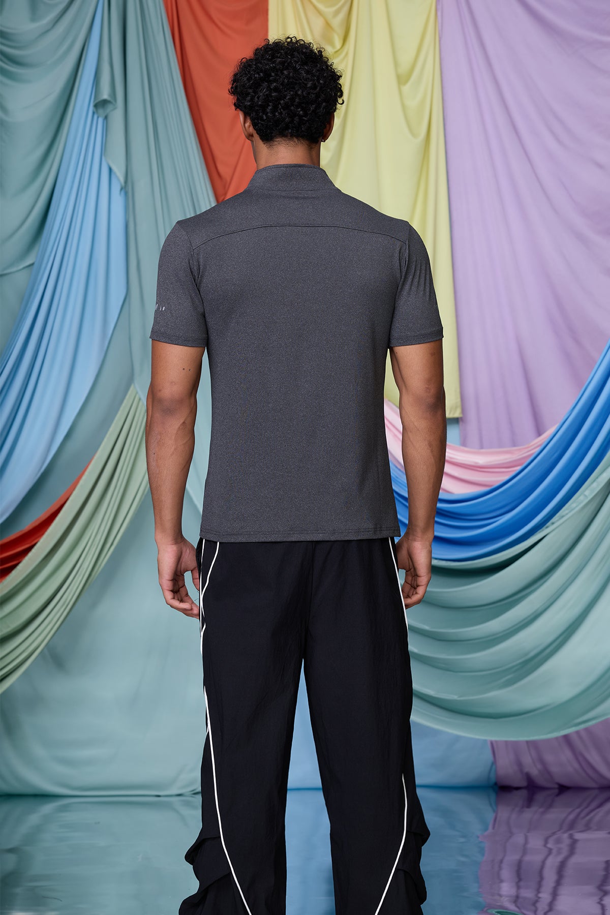 Bare Shadow Zipper T-Shirt Grey