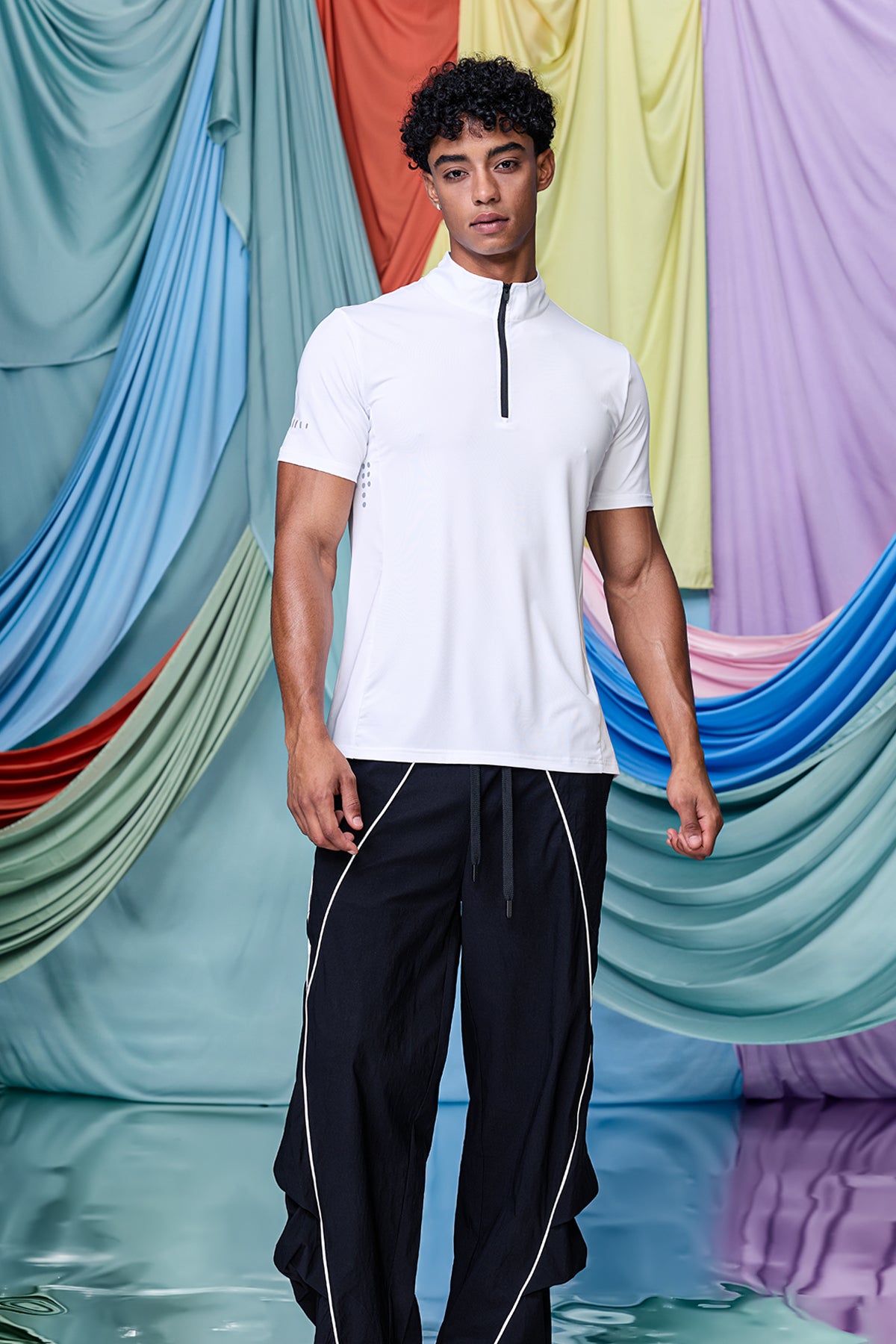 Bare Shadow Zipper T-Shirt White