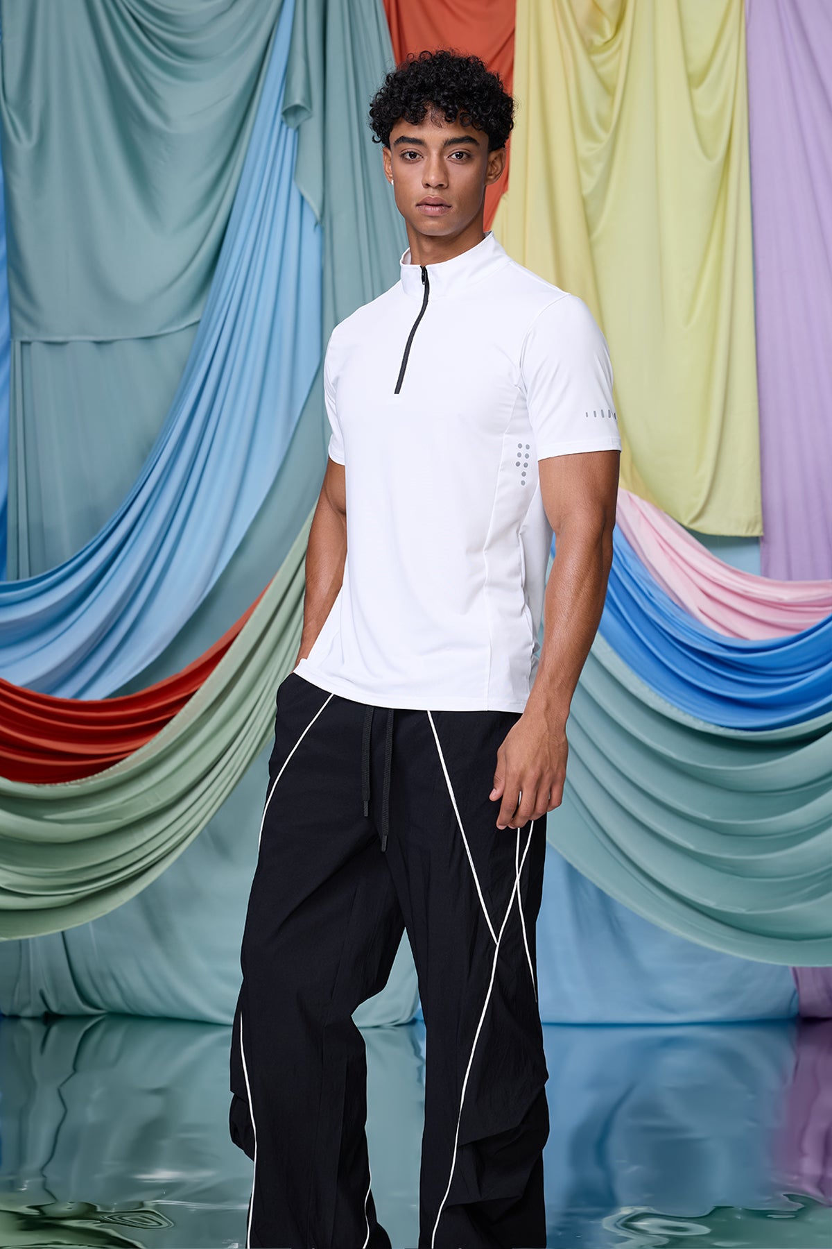 Bare Shadow Zipper T-Shirt White