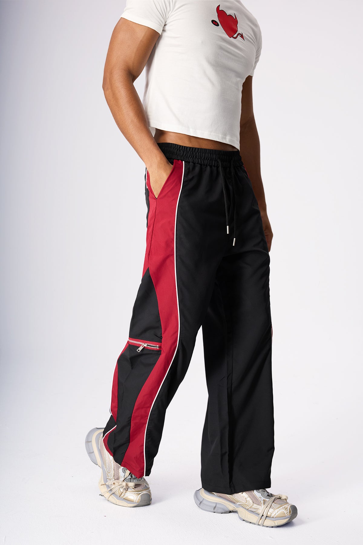 Bare System Splicing Straight Pants