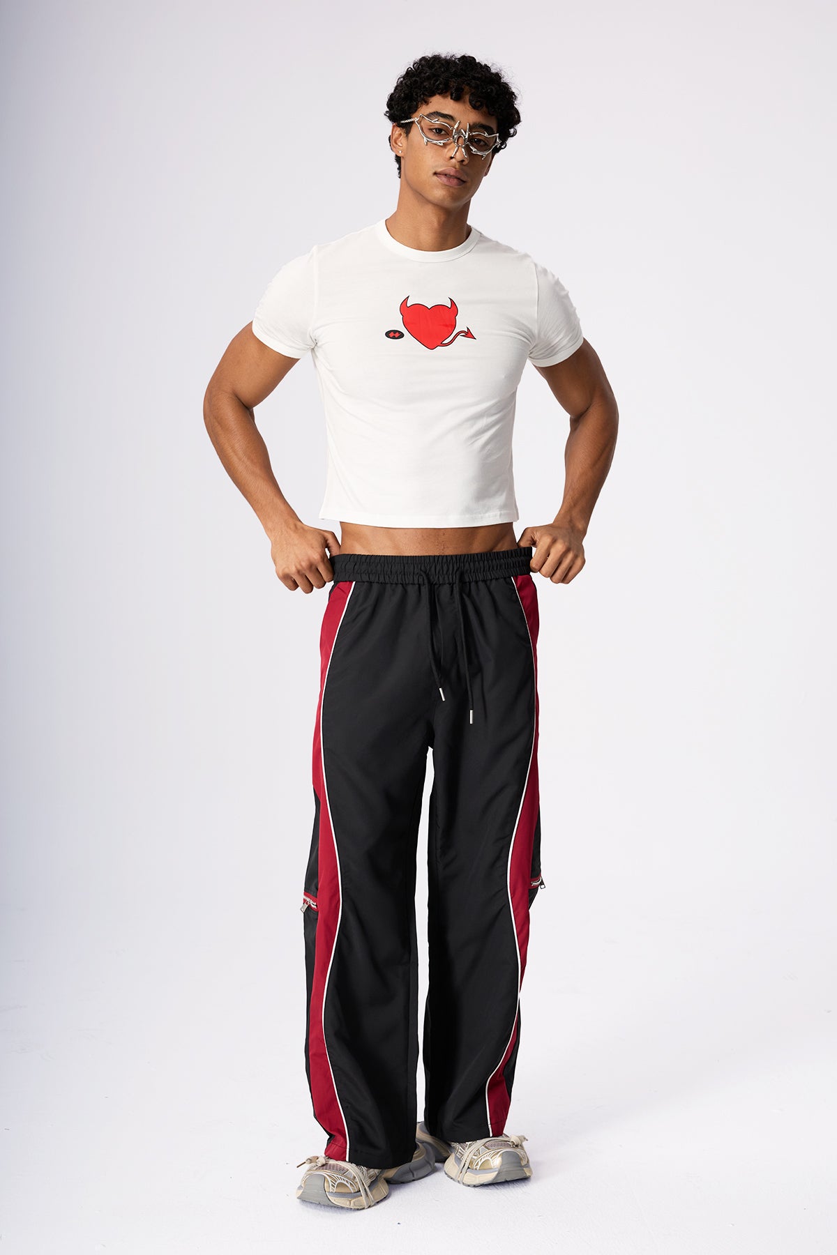 Bare System Splicing Straight Pants