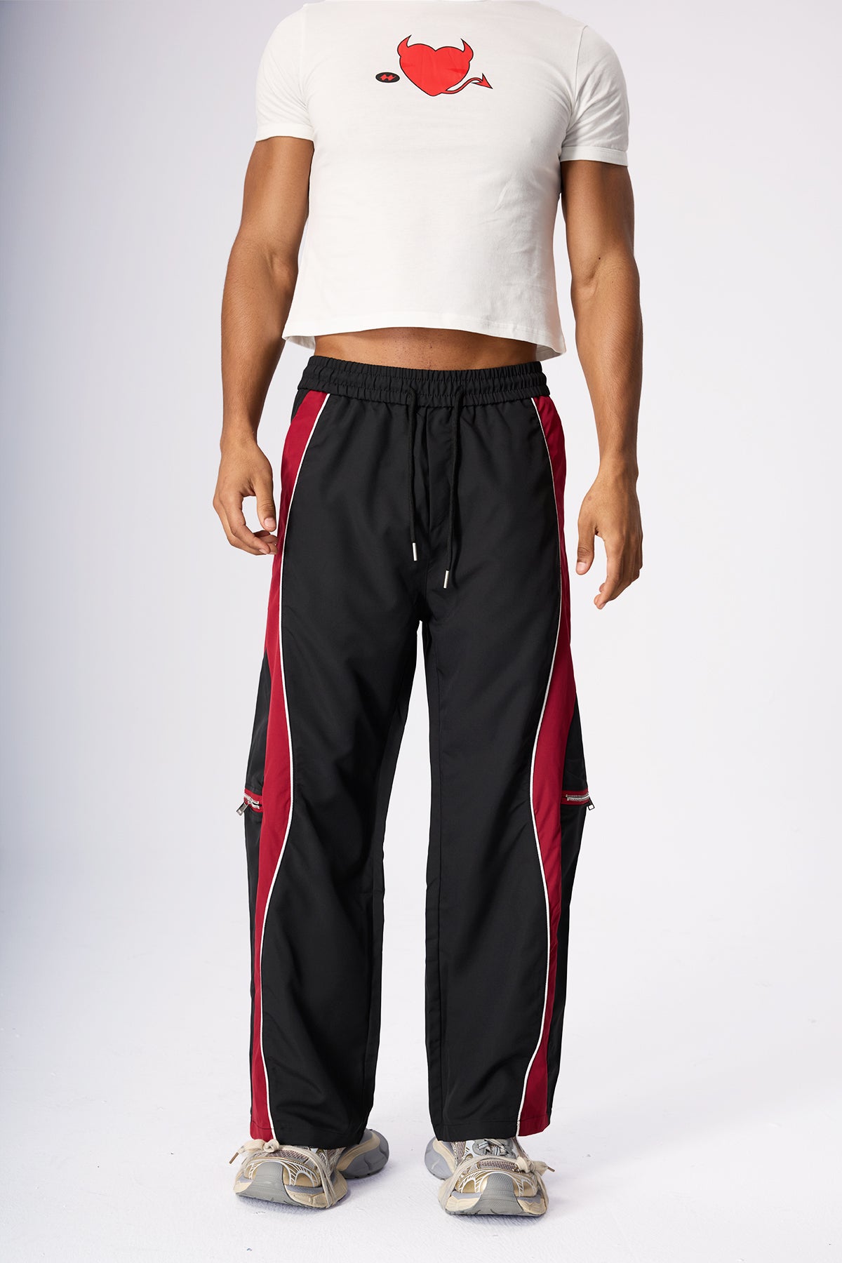 Bare System Splicing Straight Pants