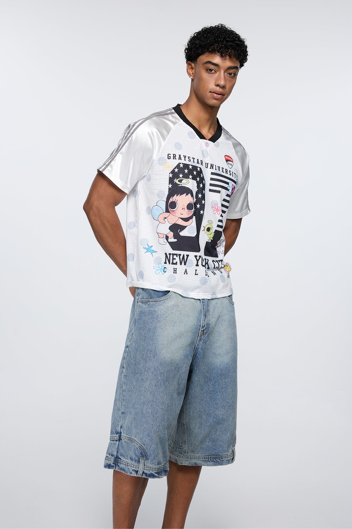 Bare Wave Print Cutout T-Shirt