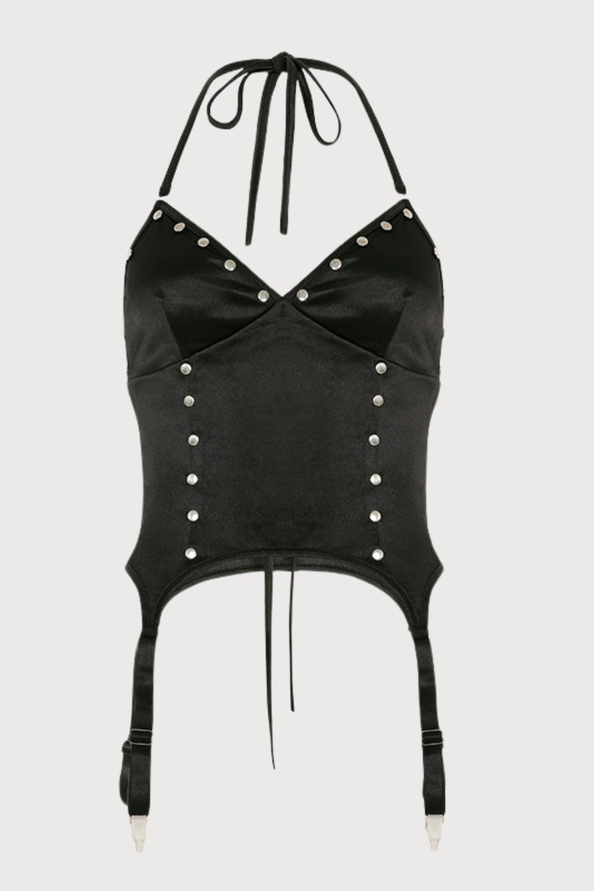 Bare Move Halter Neck Lace Up Leather Top