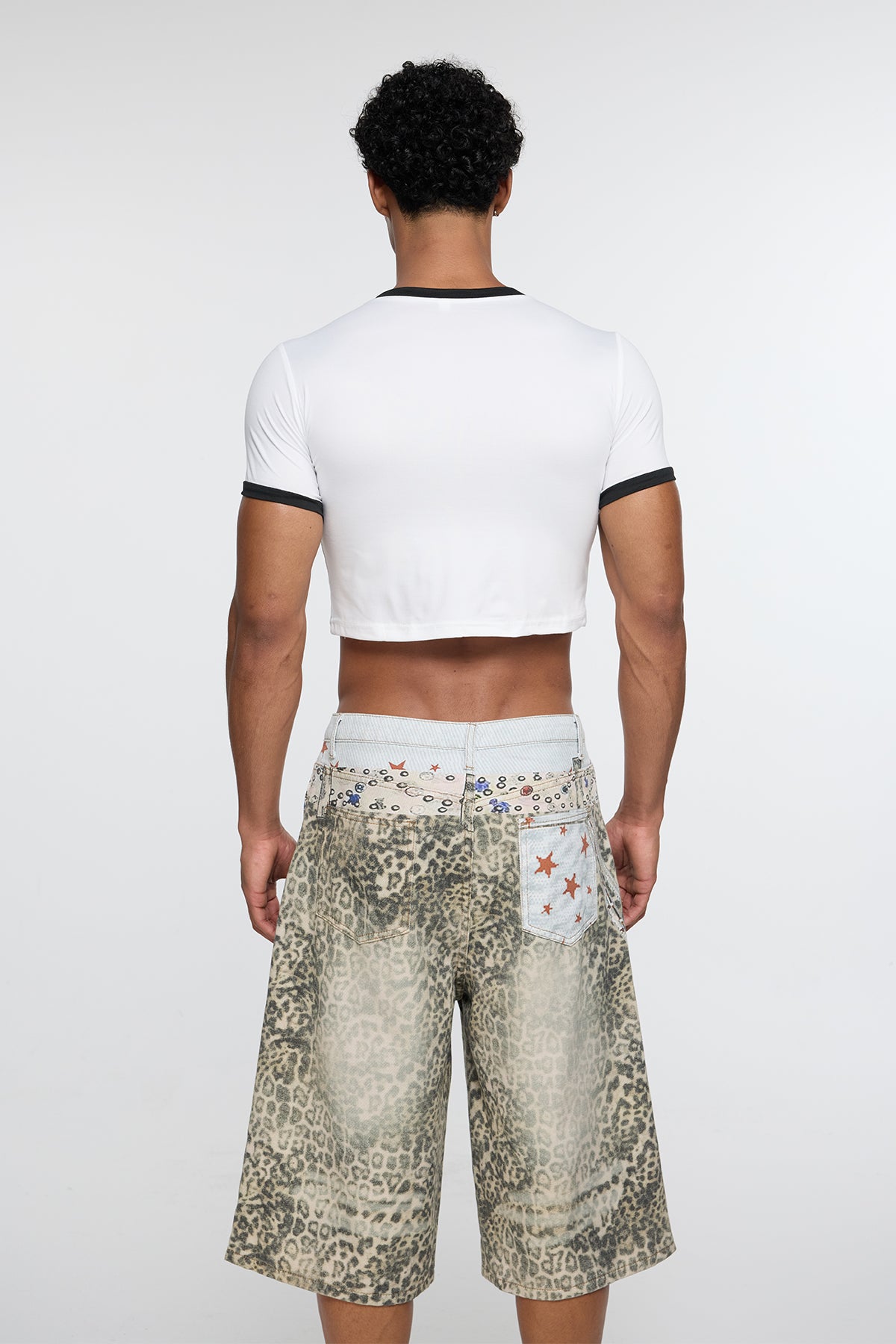 Bared Rib Print Crop Top
