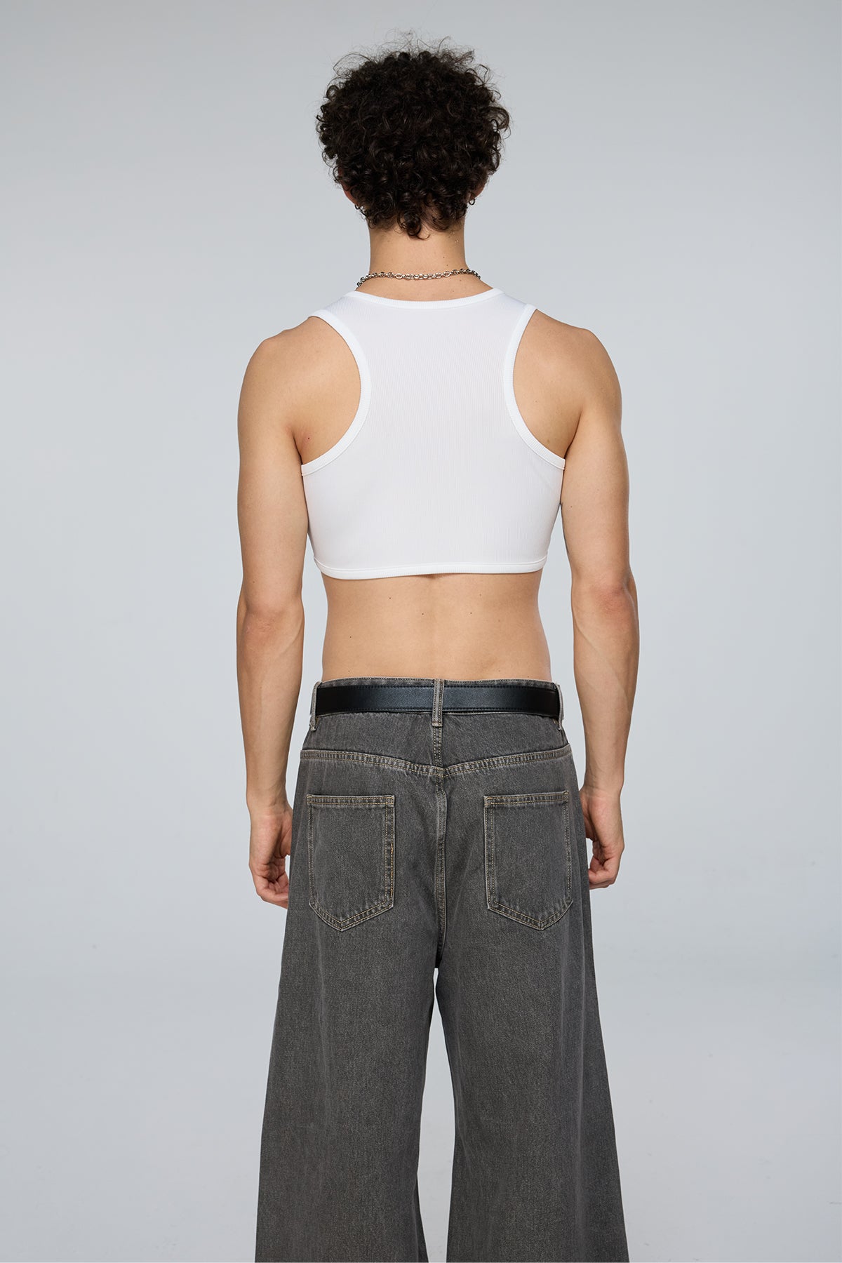 Binary Base Sleeveless Crop Top White