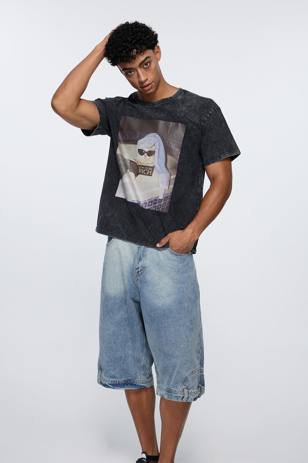 Binary Code Cat Print T-Shirt