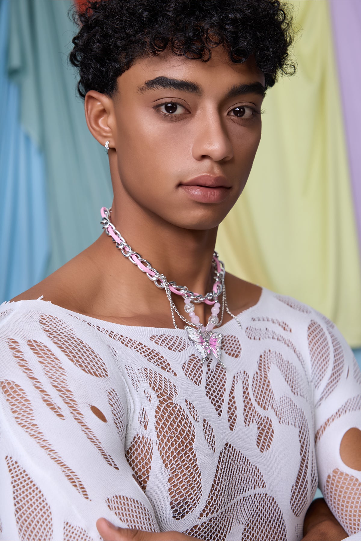 Binary Collar Butterfly Leather Choker
