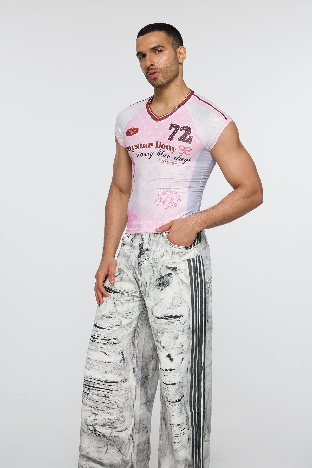 Binary Flux Print T-Shirt Pink