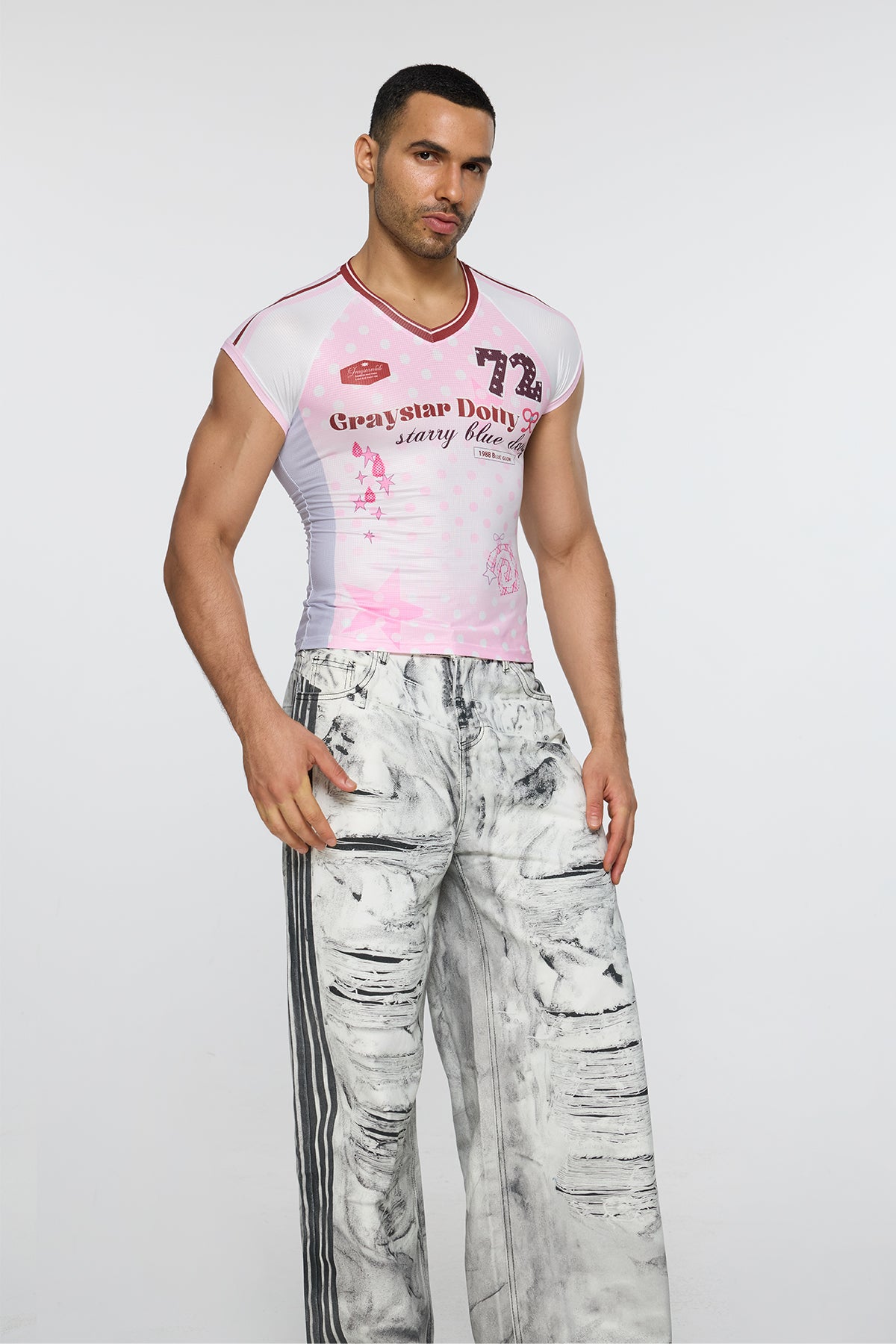 Binary Flux Print T-Shirt Pink