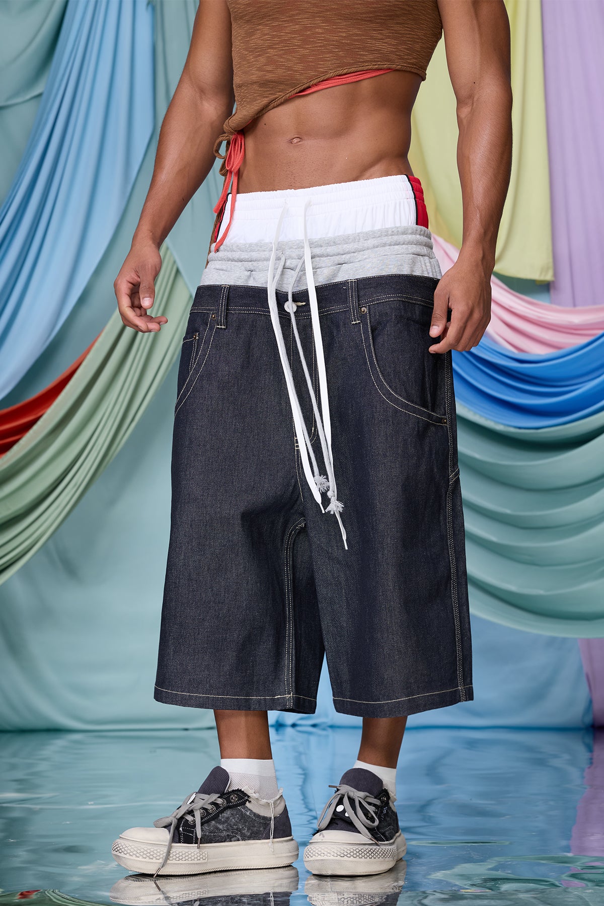 Binary Warp Triple Waist Capri Jeans