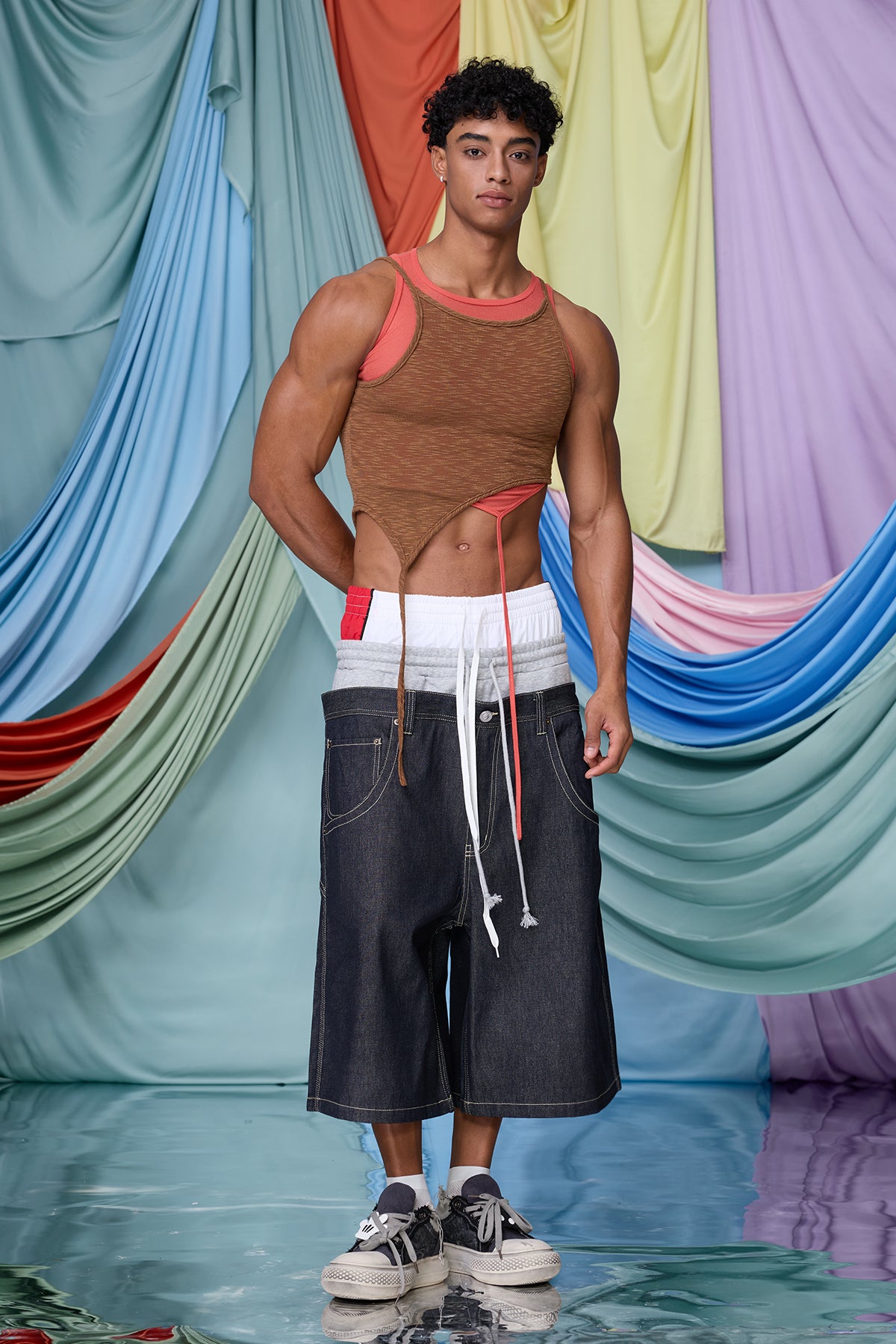 Binary Warp Triple Waist Capri Jeans