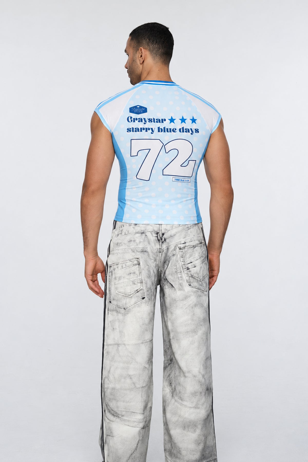 Binary Flux Print T-Shirt Blue
