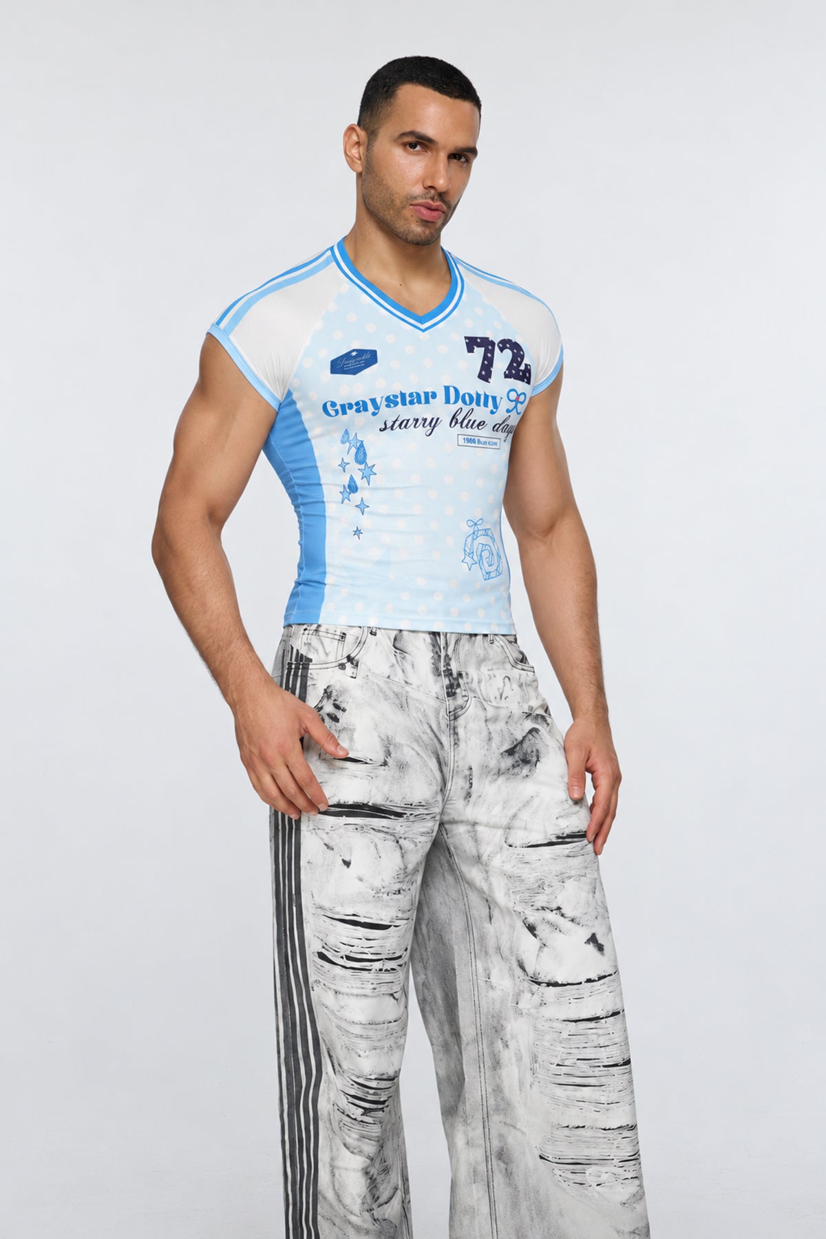 Binary Flux Print T-Shirt Blue