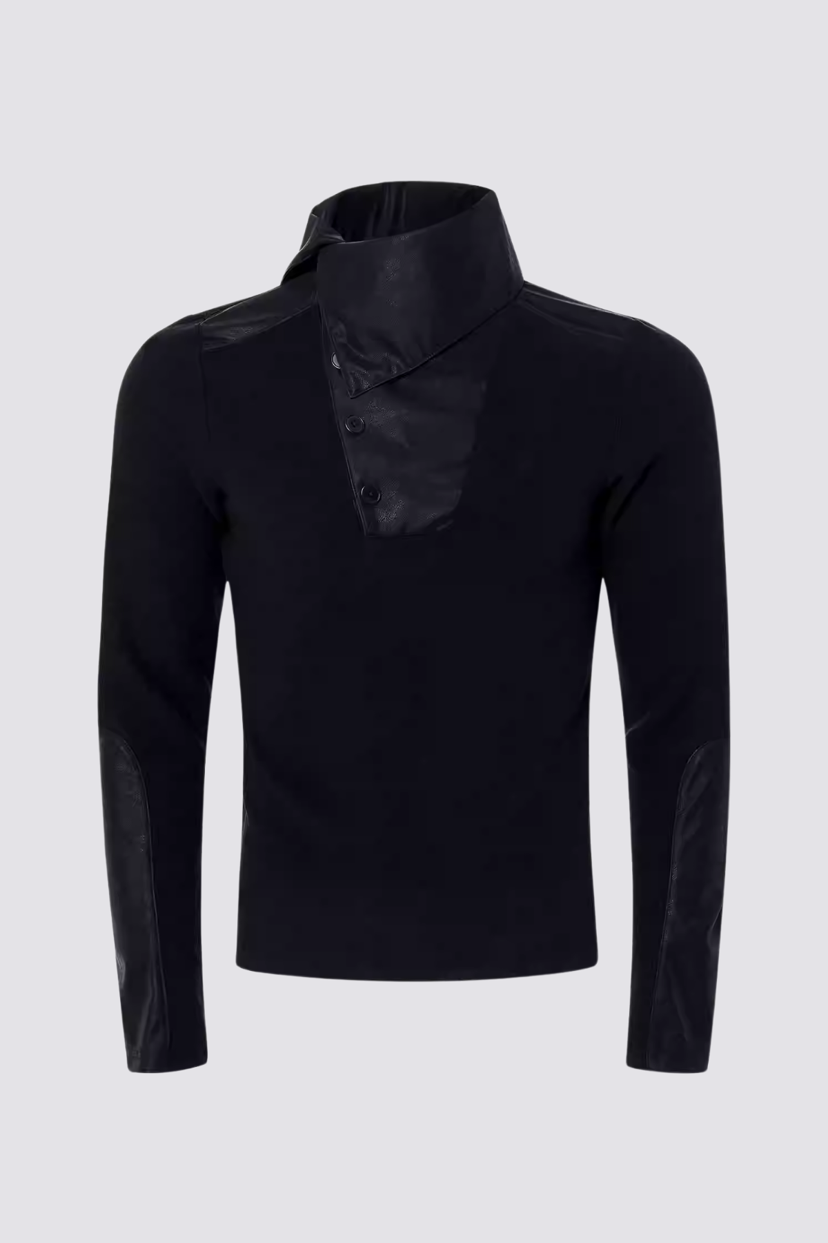 Black Register Button Long Sleeve Top