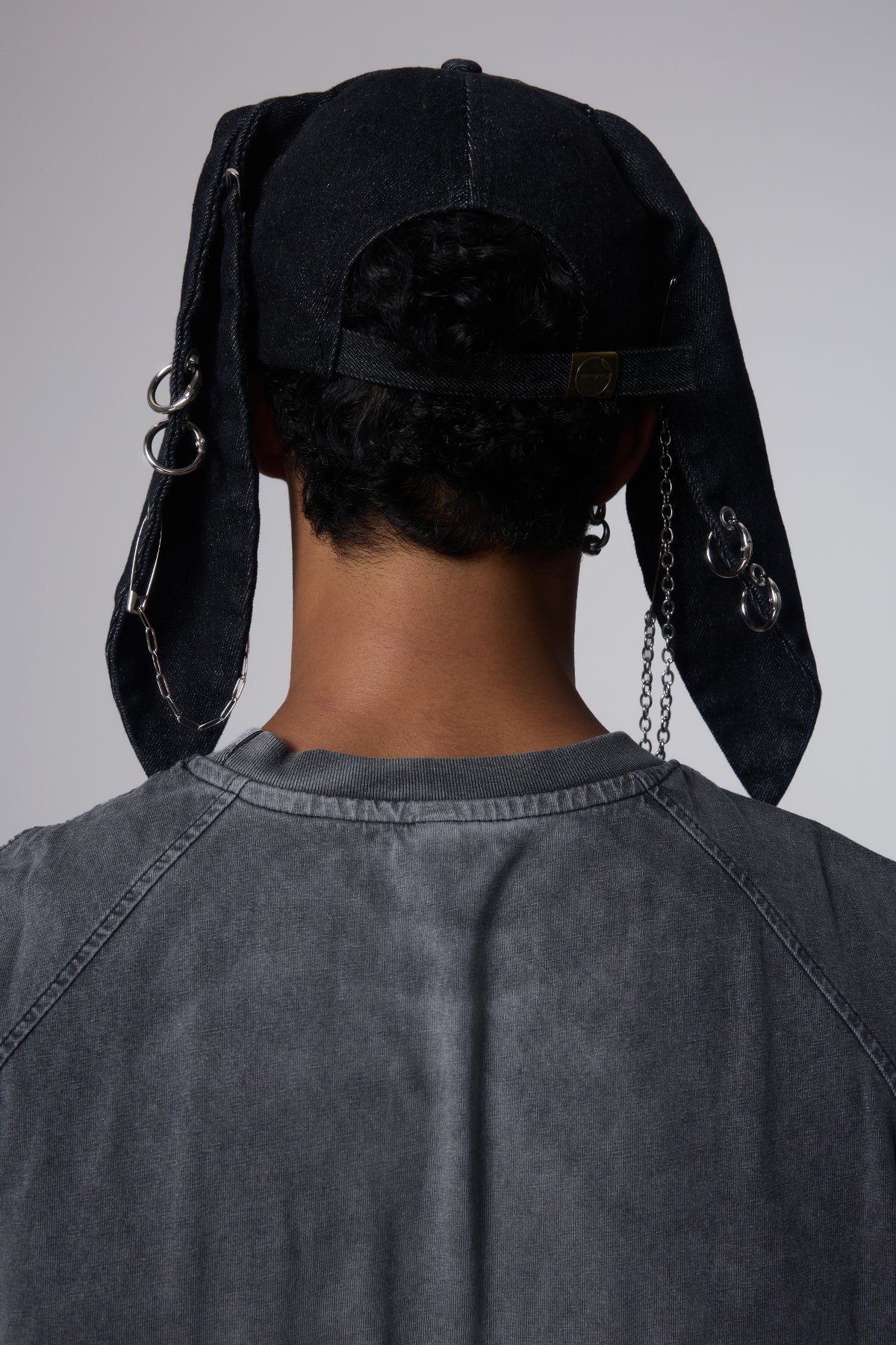 Black Rise Bunny Ear Ripped Baseball Cap