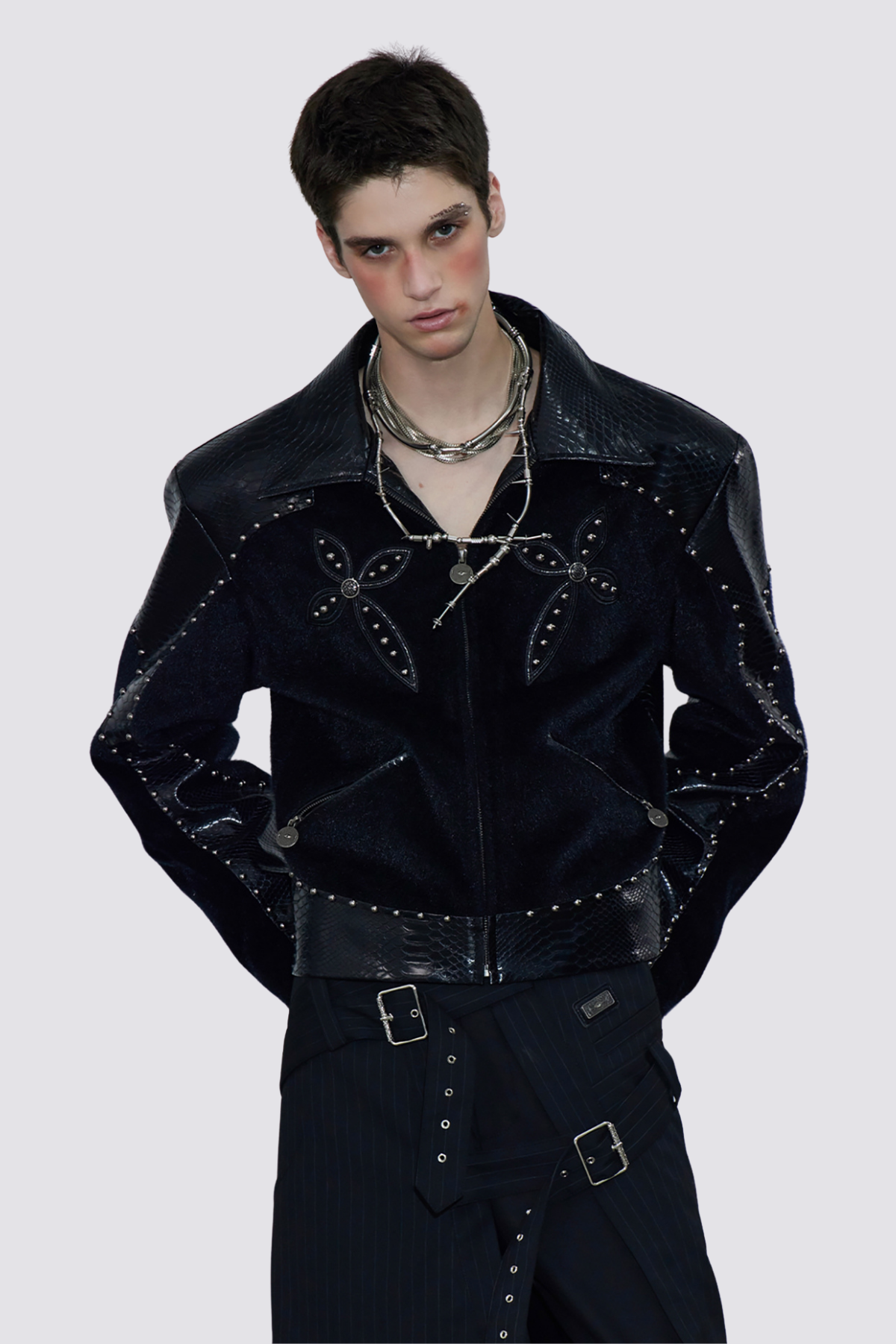 Black Shroud Rivet Crop Jacket