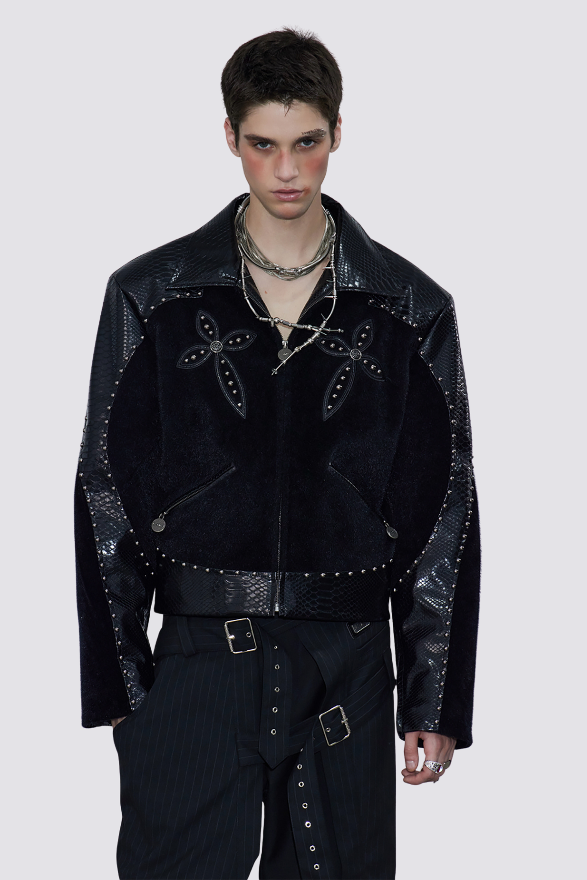 Black Shroud Rivet Crop Jacket