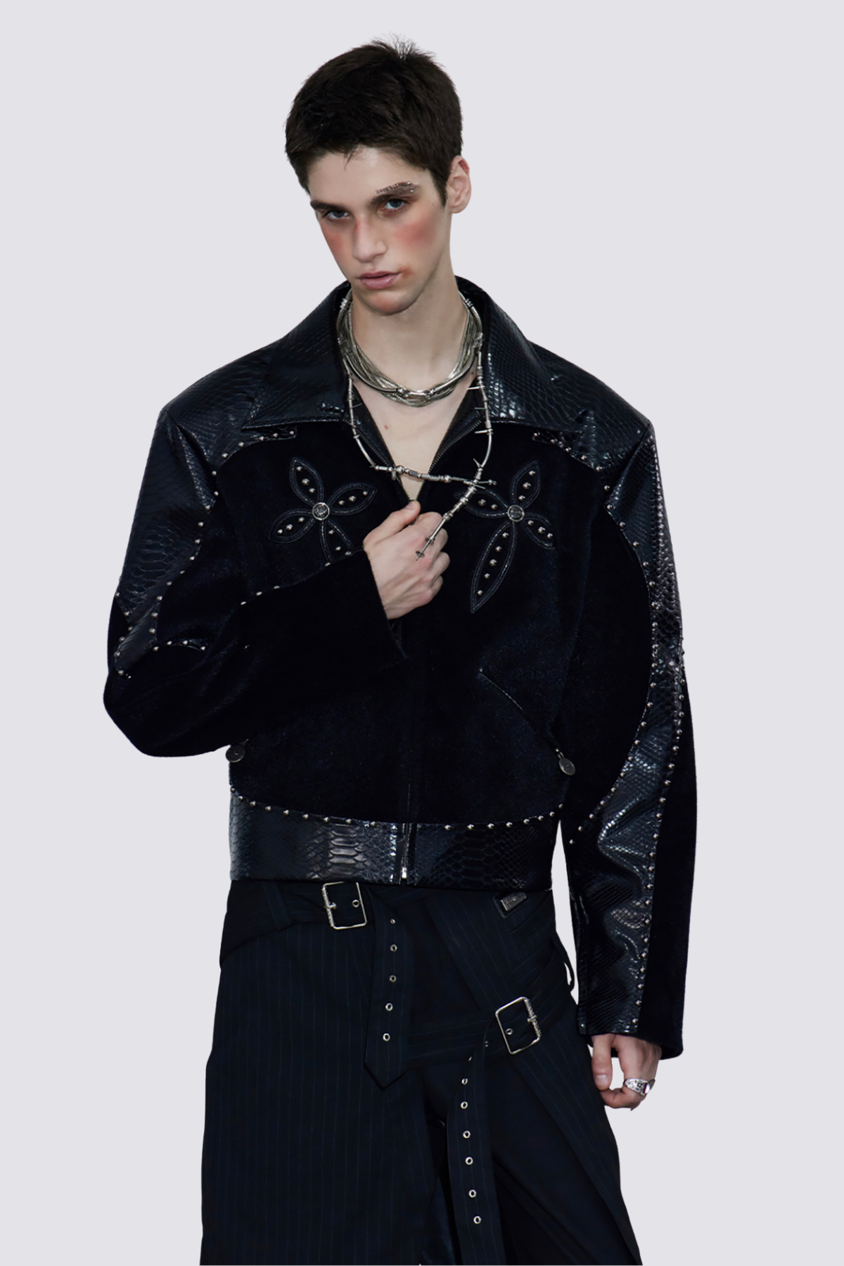 Black Shroud Rivet Crop Jacket